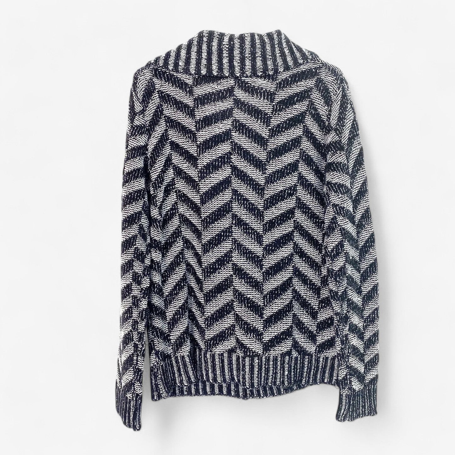 Paper Crane Women's Black & Gray Chevron Asymmetric Sweater - Size L - Pre-Owned