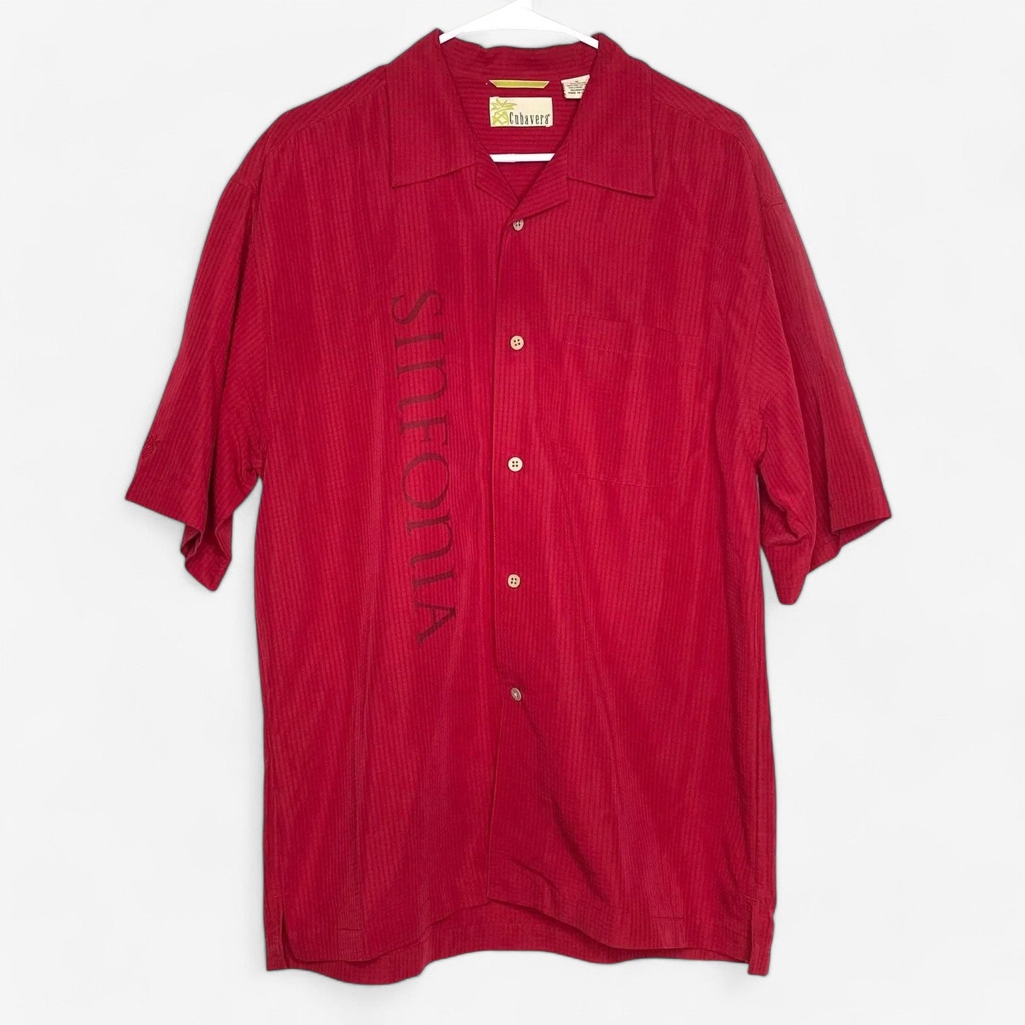 Cubavera Men's Crimson Red 'Sinfonia' Short Sleeve Button-Up Shirt - Size M