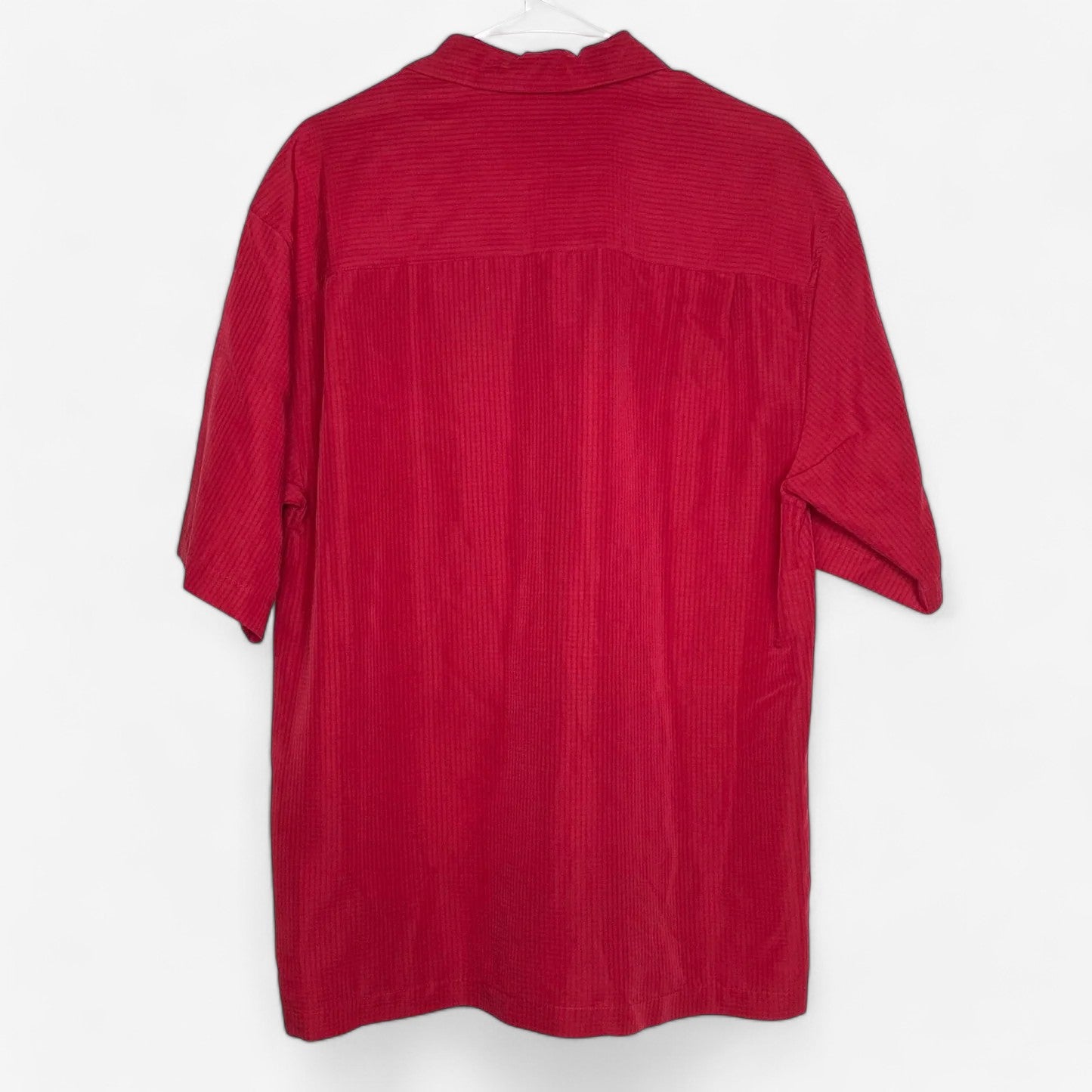 Cubavera Men's Crimson Red 'Sinfonia' Short Sleeve Button-Up Shirt - Size M