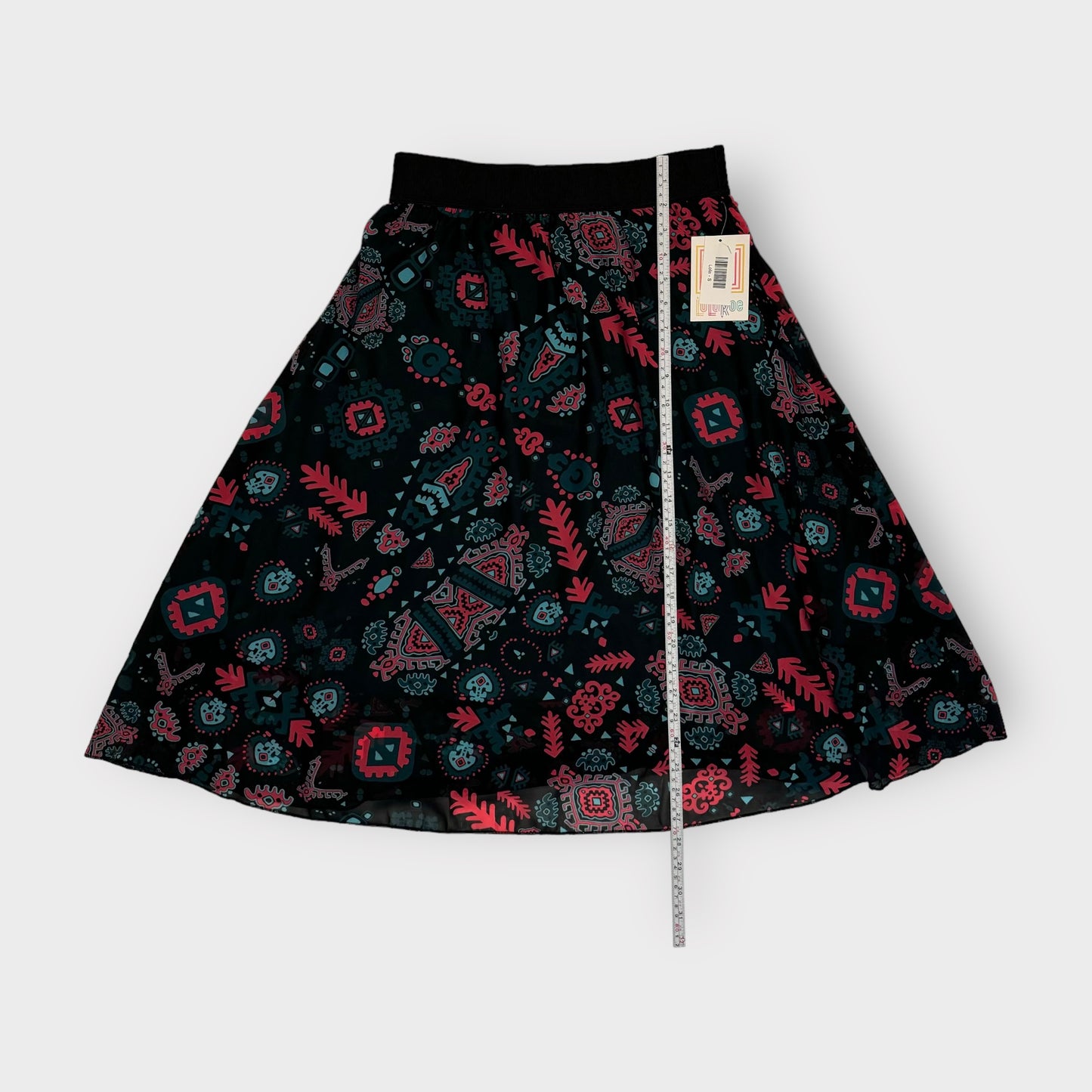 LuLaRoe Lined Lola Skirt | S | Red/Black Tribal | NWT