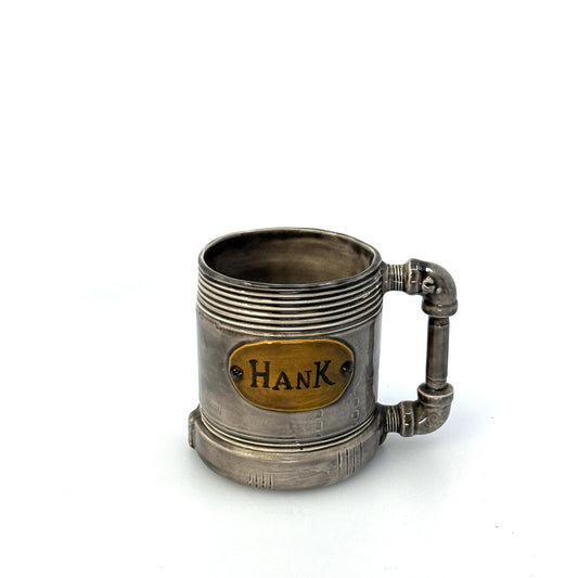 Personalized | Threaded Pipe ‘Hank’ Ceramic Coffee Mug | Color: Gray | Size: 10 fl oz