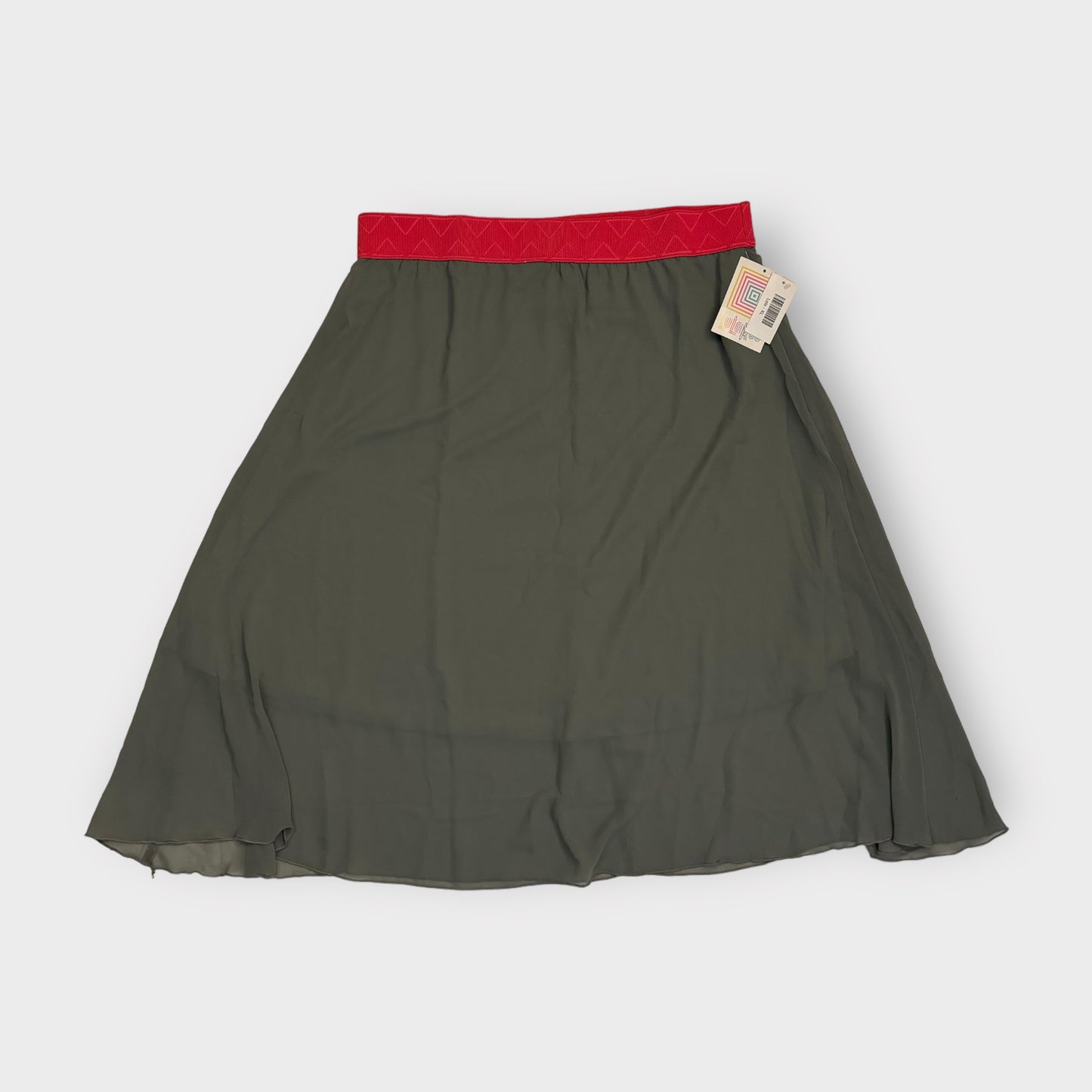 LuLaRoe Lined Lola Skirt | XL | Pink/Gray Colorblock | NWT