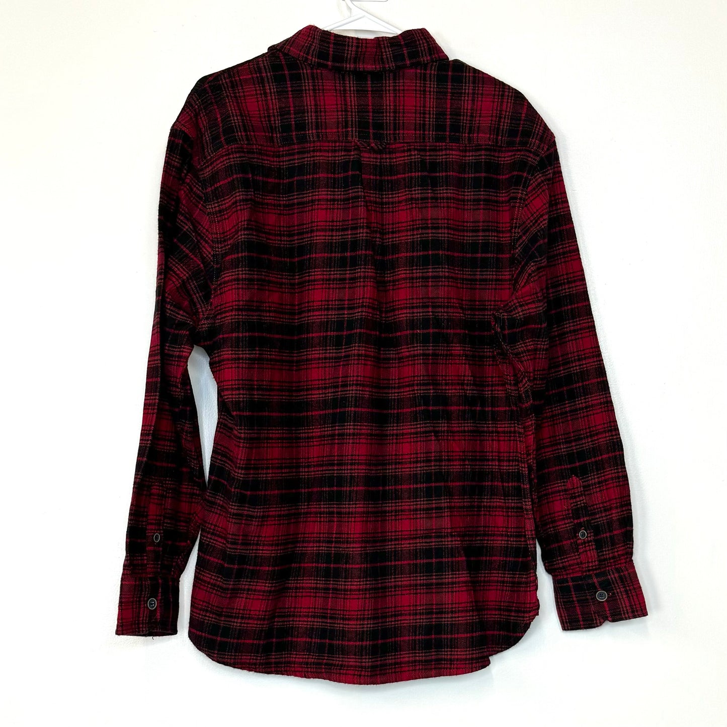 Jachs | Mens Plaid Flannel Shirt | Color: Red/Black | Size: L | Pre-Owned