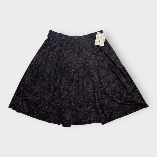 LuLaRoe Madison Pleated Skirt | L (14-16) | Dark Gray/Teal/Purple Paisley | NWT