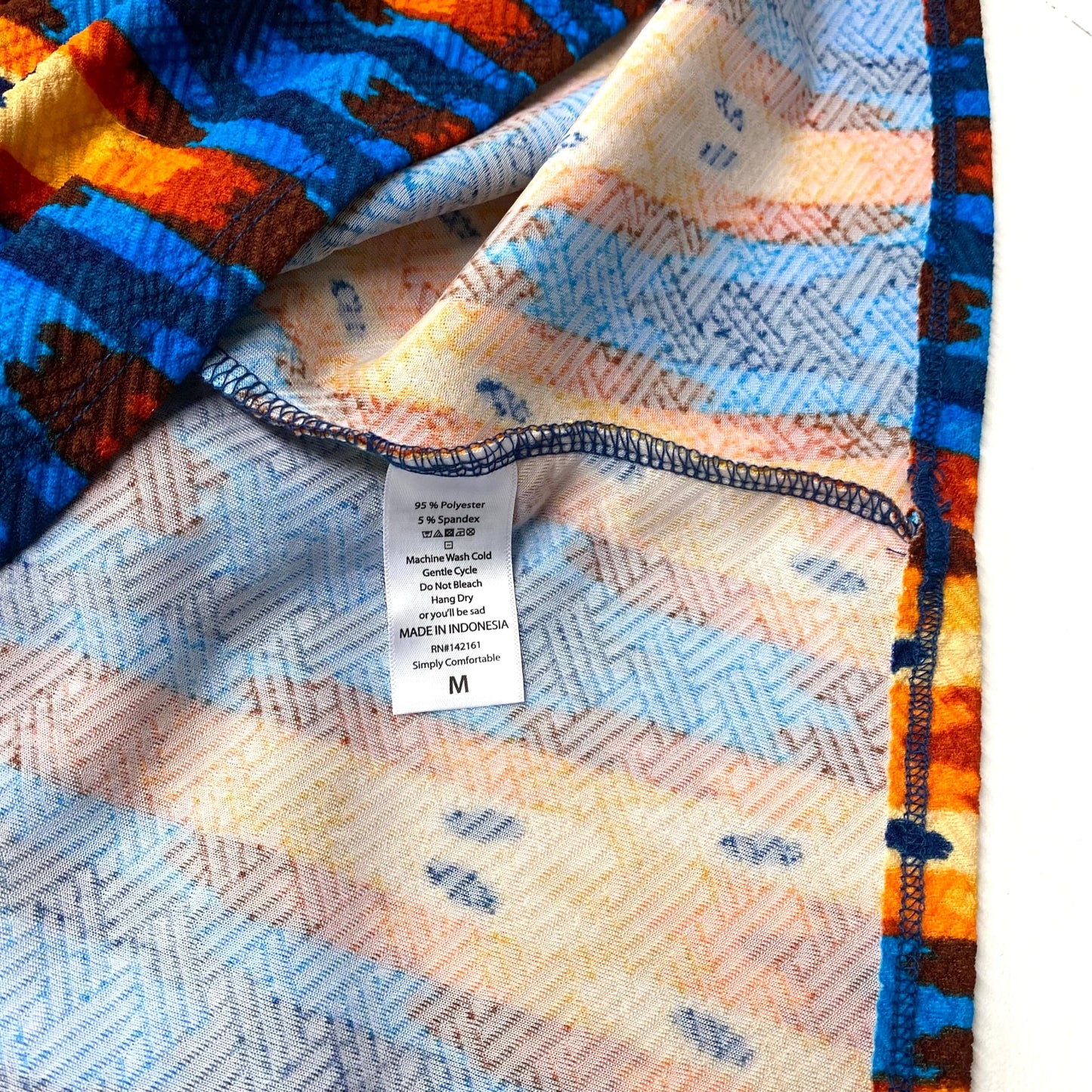 LuLaRoe Amelia Dress | M | Orange/Blue Abstract Wave | S/s NWT