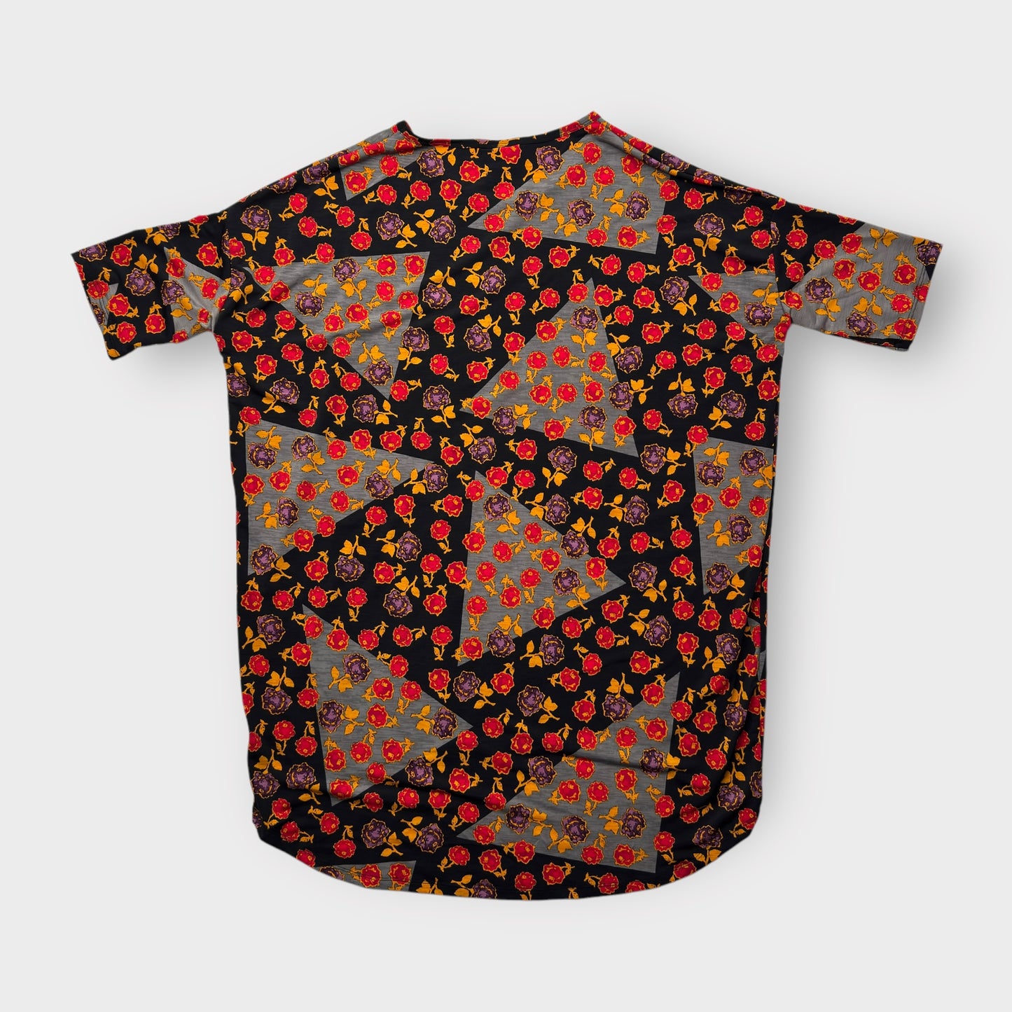 LuLaRoe Irma High-Low Tunic - Oversized Fit - Black Orange Red Floral - Soft Stretch Fabric - S NWT