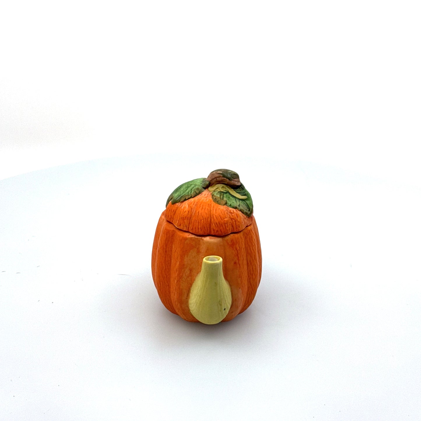 Handpainted | Miniature Pumpkin Teapot | Color: Orange | Pre-Owned/Vintage