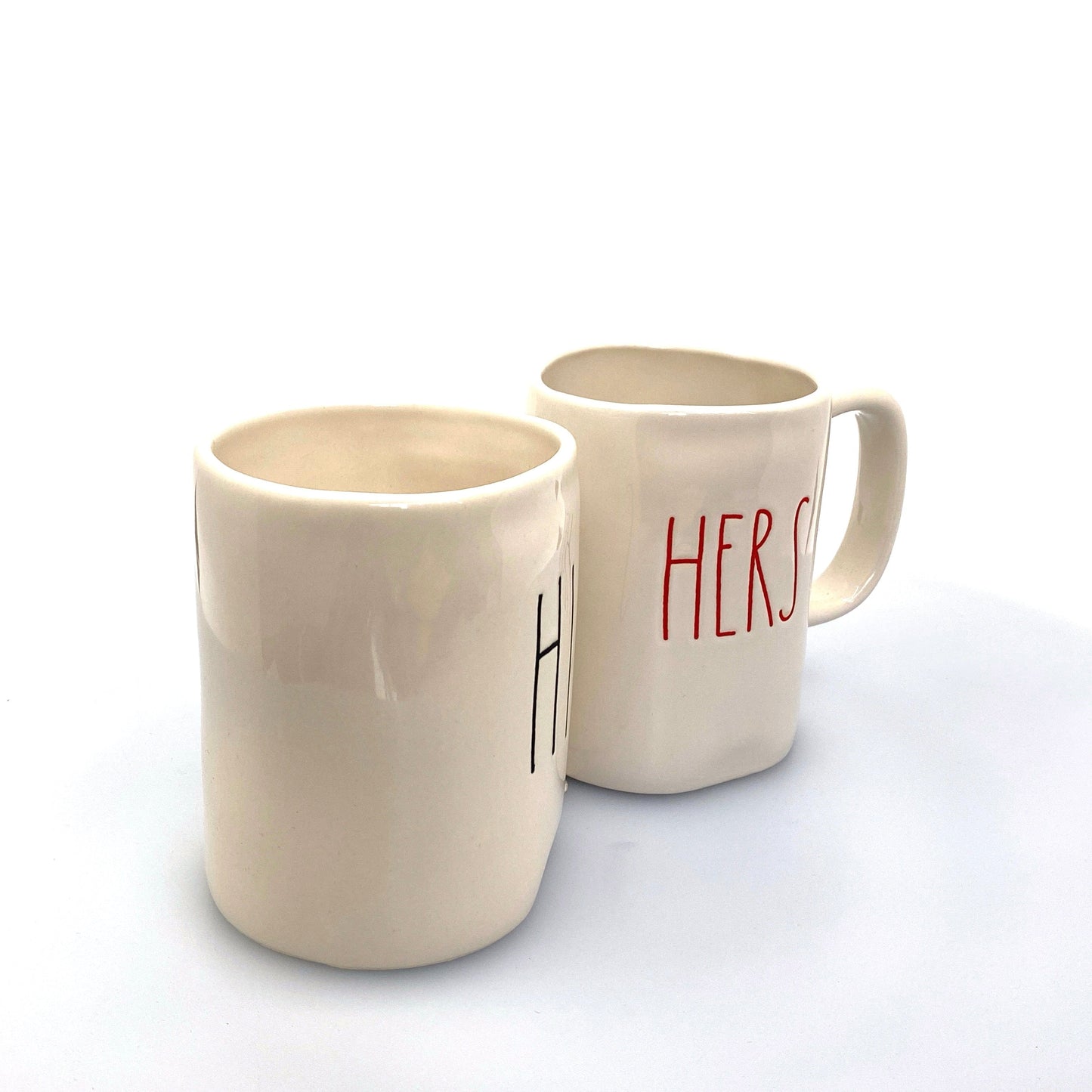 Pair of Rae Dunn ‘HIS/HERS’ Large Letters White Coffee Cup Mug By Magenta Pre-Owned