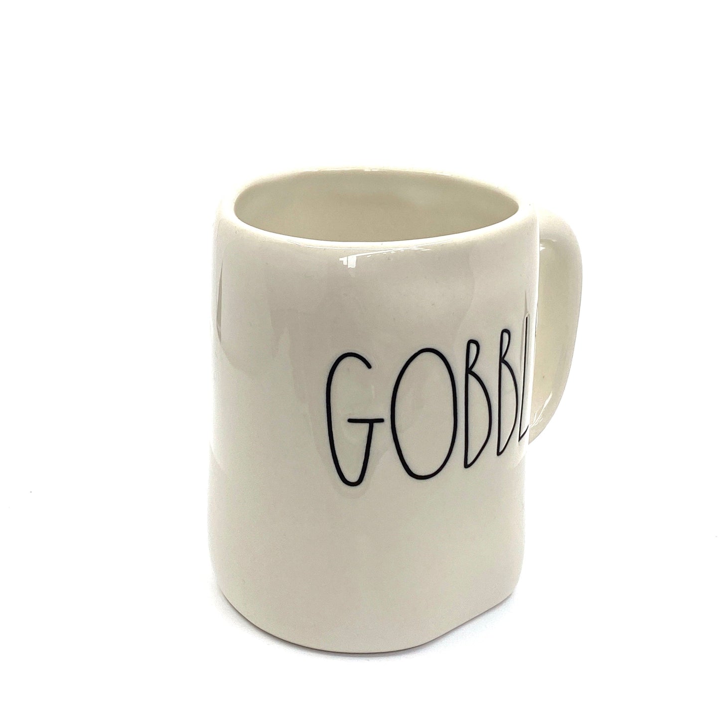 Rae Dunn Artisan Collection ‘GOBBLE’ Large Letter White Coffee Cup Mug By Magenta