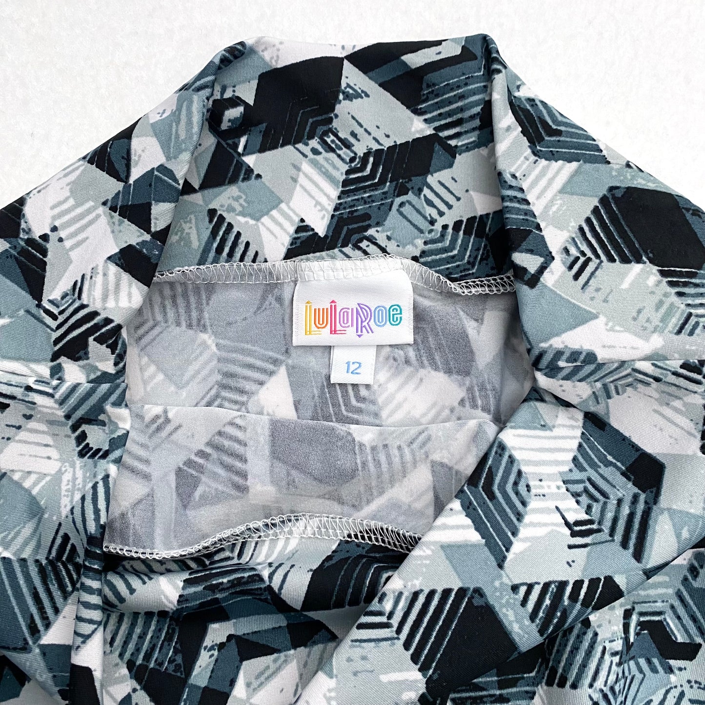 LuLaRoe Kids Azure A-Line Skirt | 12 (12-14) | Multicolor/Gray Geometric Pattern | NWT