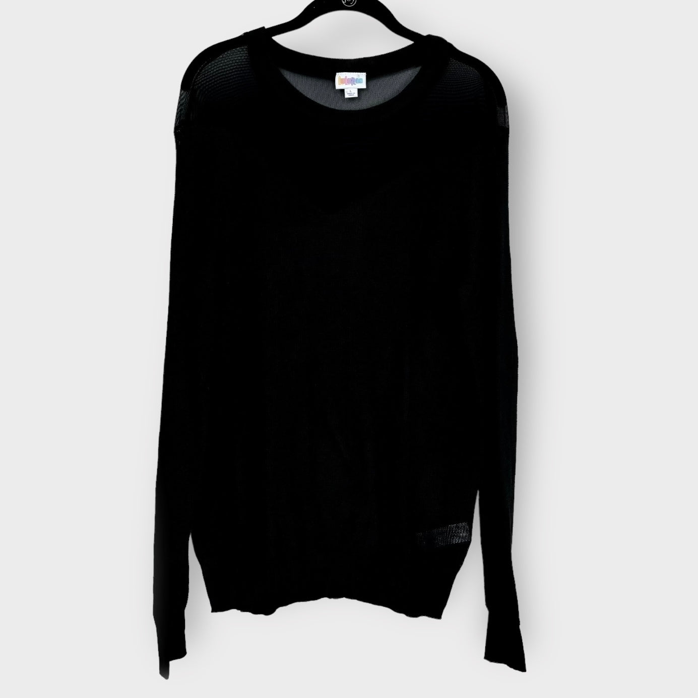LuLaRoe Vault | LIZZY Long Sleeve Mesh Sweater | Size: L (12-14) | Black | Solid | NWT