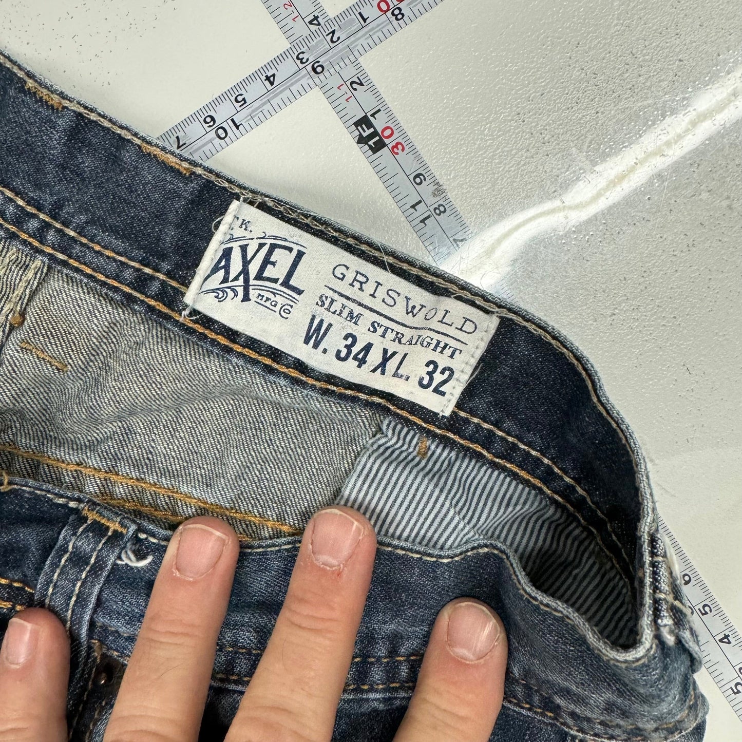 T.K. Axel Mens Slim Straight Denim Jeans – Machine Washable Comfort for Everyday Wear – Available in Blue – Size 34x32