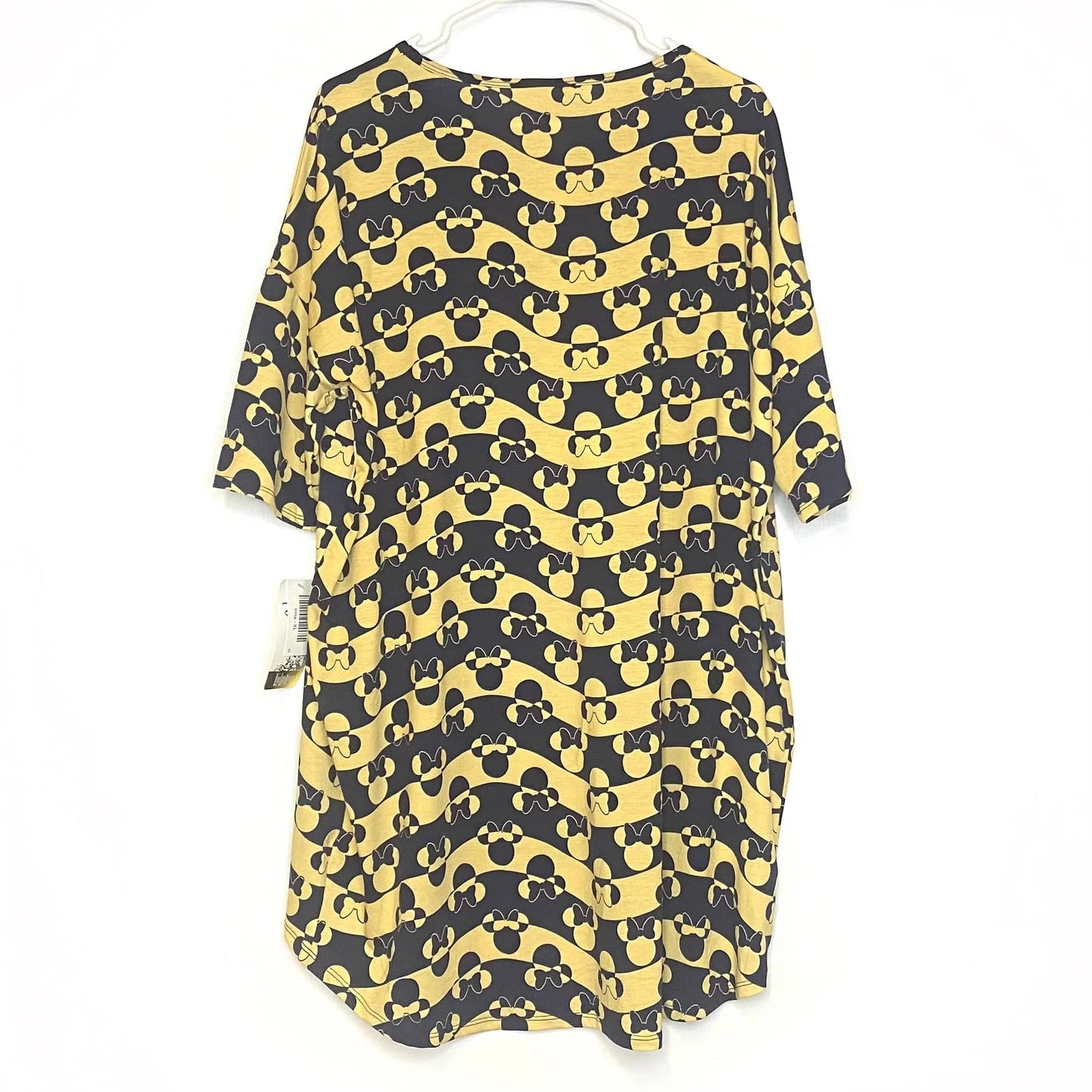 LuLaRoe Disney | ‘Minnie Mouse’ Positive/Negative Irma S/s Tunic Top | Color: Dark Blue/Yellow | Size: XL | NWT