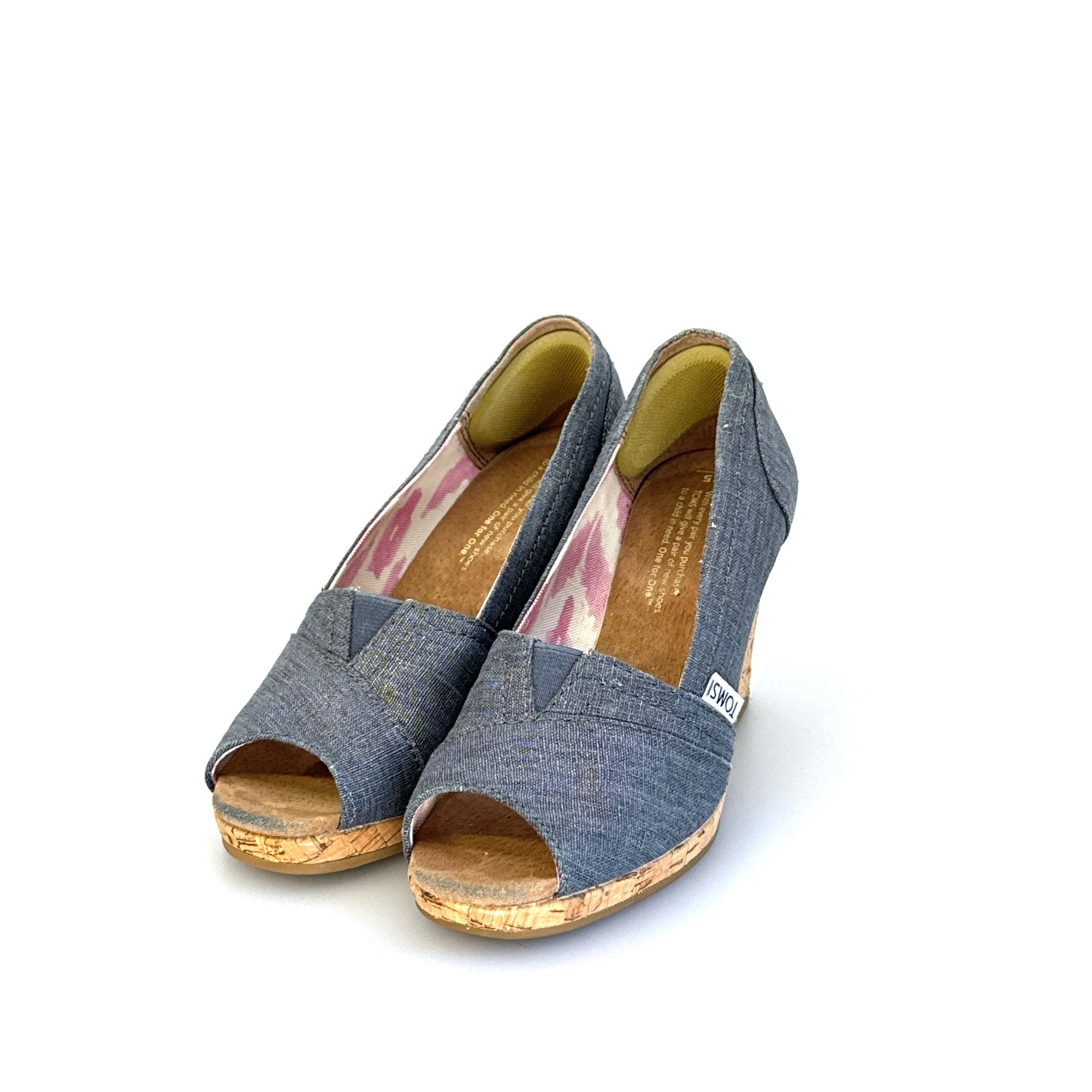 Toms | Womens Denim Wedge Cork Heel Shoes | Color: Blue | Size: 5 | GUC