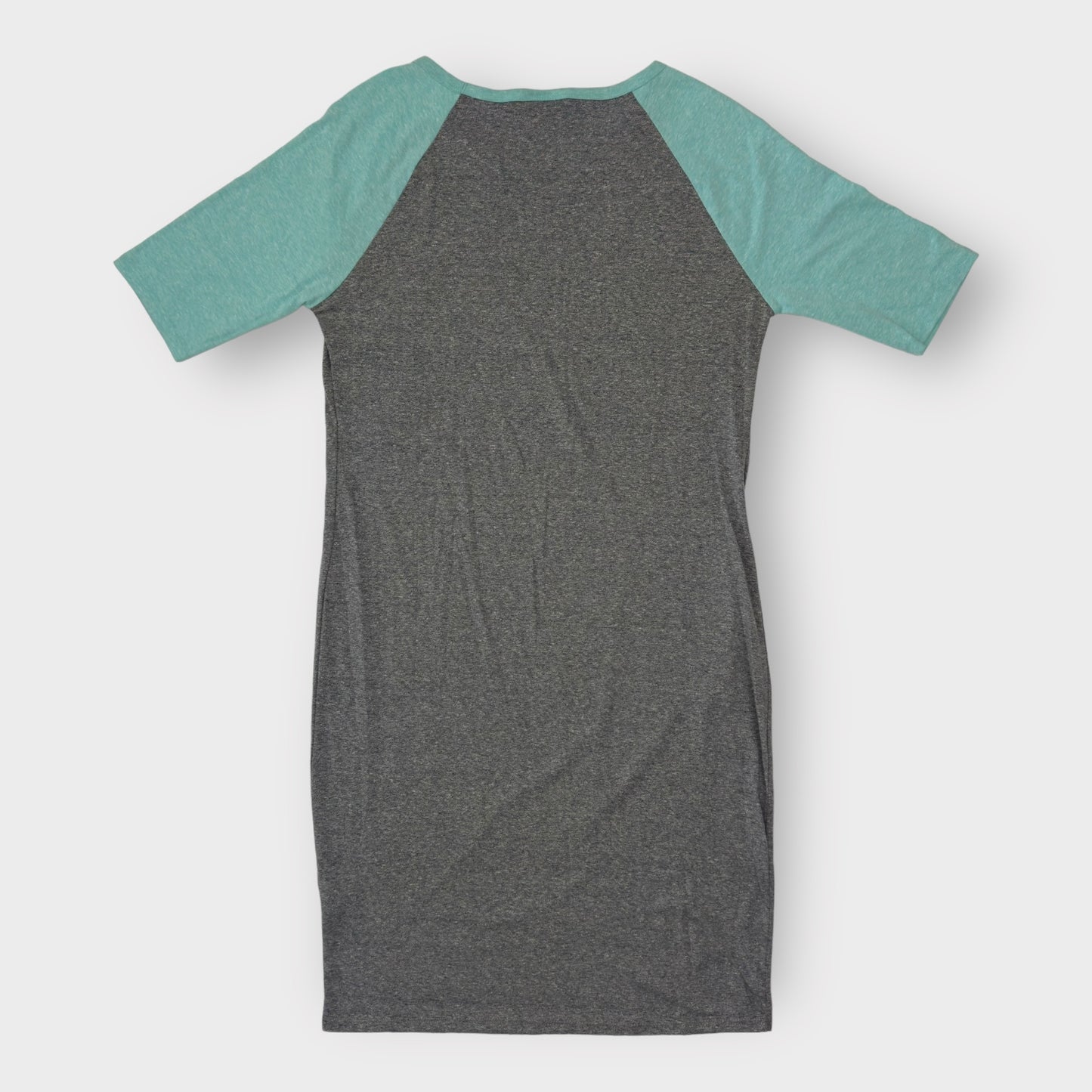 LuLaRoe Julia S/s Bodycon Dress | L (12-14) | Gray/Mint Colorblock | NWT