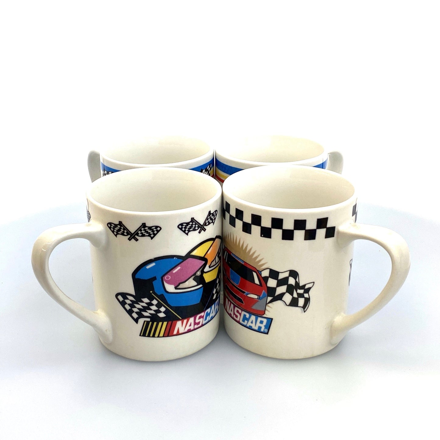 Nascar Coffee Cups Set of 4 Marketed by Gibson 2002 Licensed by Nascar