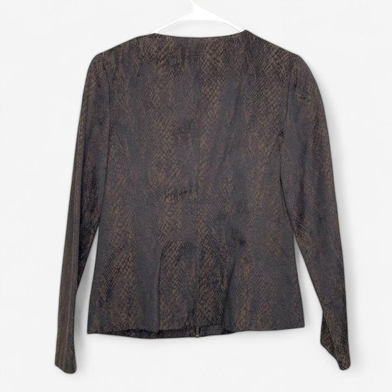 Dana Buchman Women's Brown Animal Reptile Print Jacket - Size 4 - Full-Zip