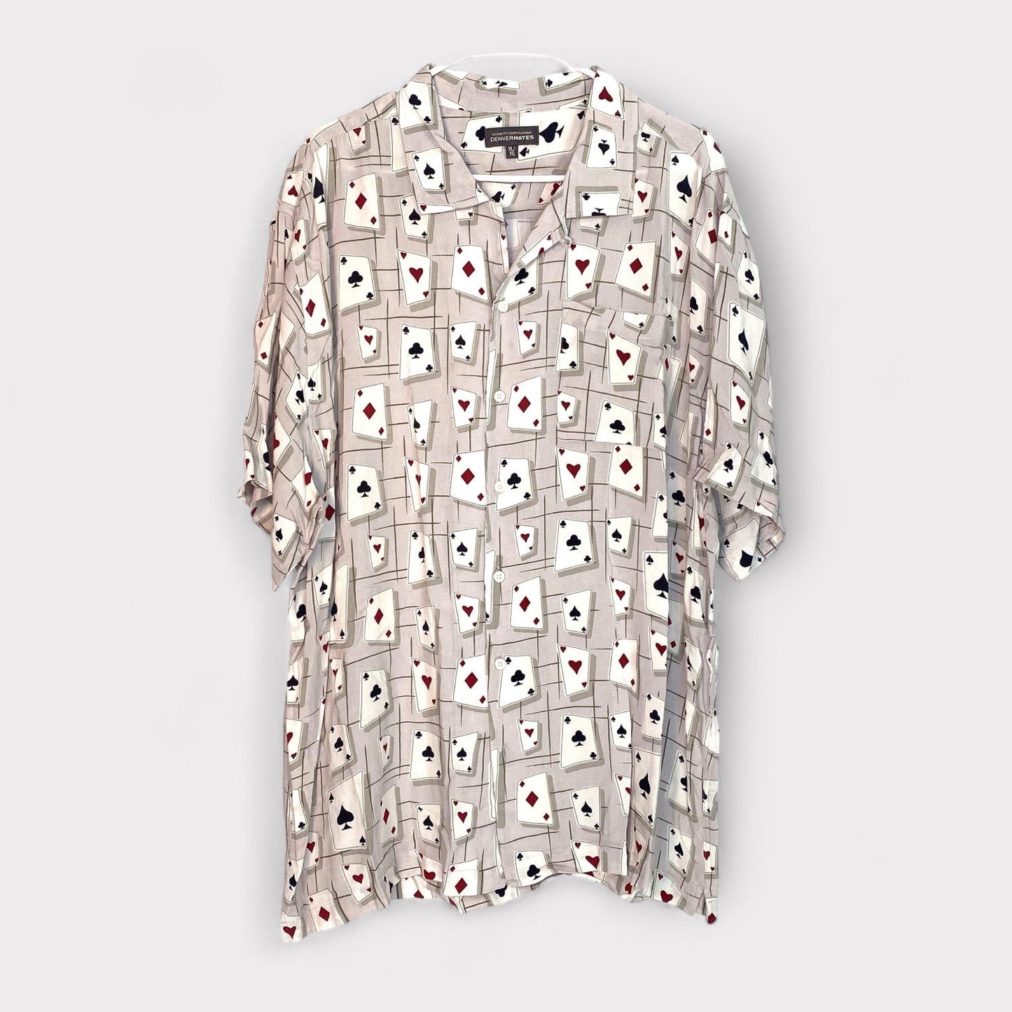 Denver Hayes Mens Playing Cards Lounge Club Shirt | Beige | Size XL | Pre-Owned - | Buy at Parsimony Shoppes