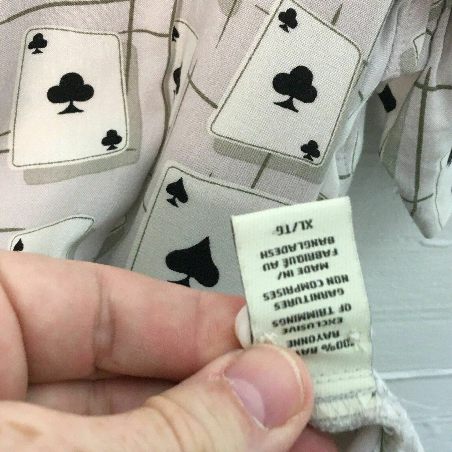 Denver Hayes Mens Playing Cards Lounge Club Shirt | Beige | Size XL | Pre-Owned - | Buy at Parsimony Shoppes
