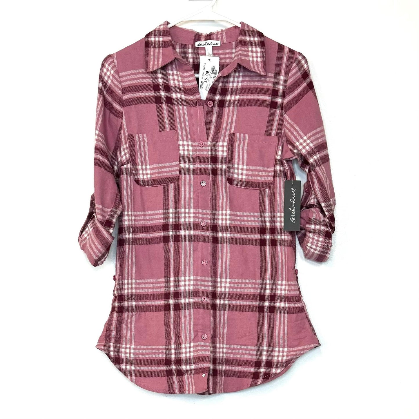 Derek Heart | Womens Plaid Flannel Tunic | Color: Rose Pink | Size: S | NWT - | Buy at Parsimony Shoppes