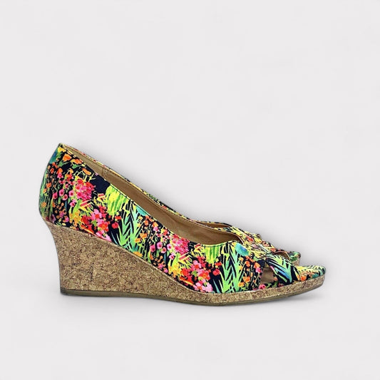 Dexflex Comfort Womens Wedge Heels | Size 12 | Floral Print | Open Toe | Cork Heel -  | Buy at Parsimony Shoppes