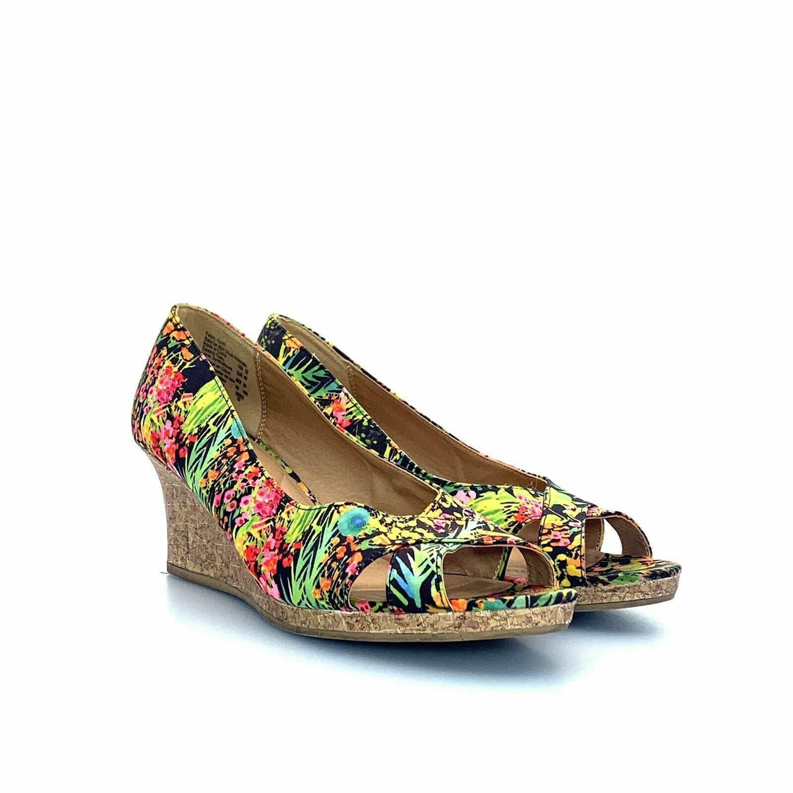 Dexflex Comfort Womens Wedge Heels | Size 12 | Floral Print | Open Toe | Cork Heel -  | Buy at Parsimony Shoppes