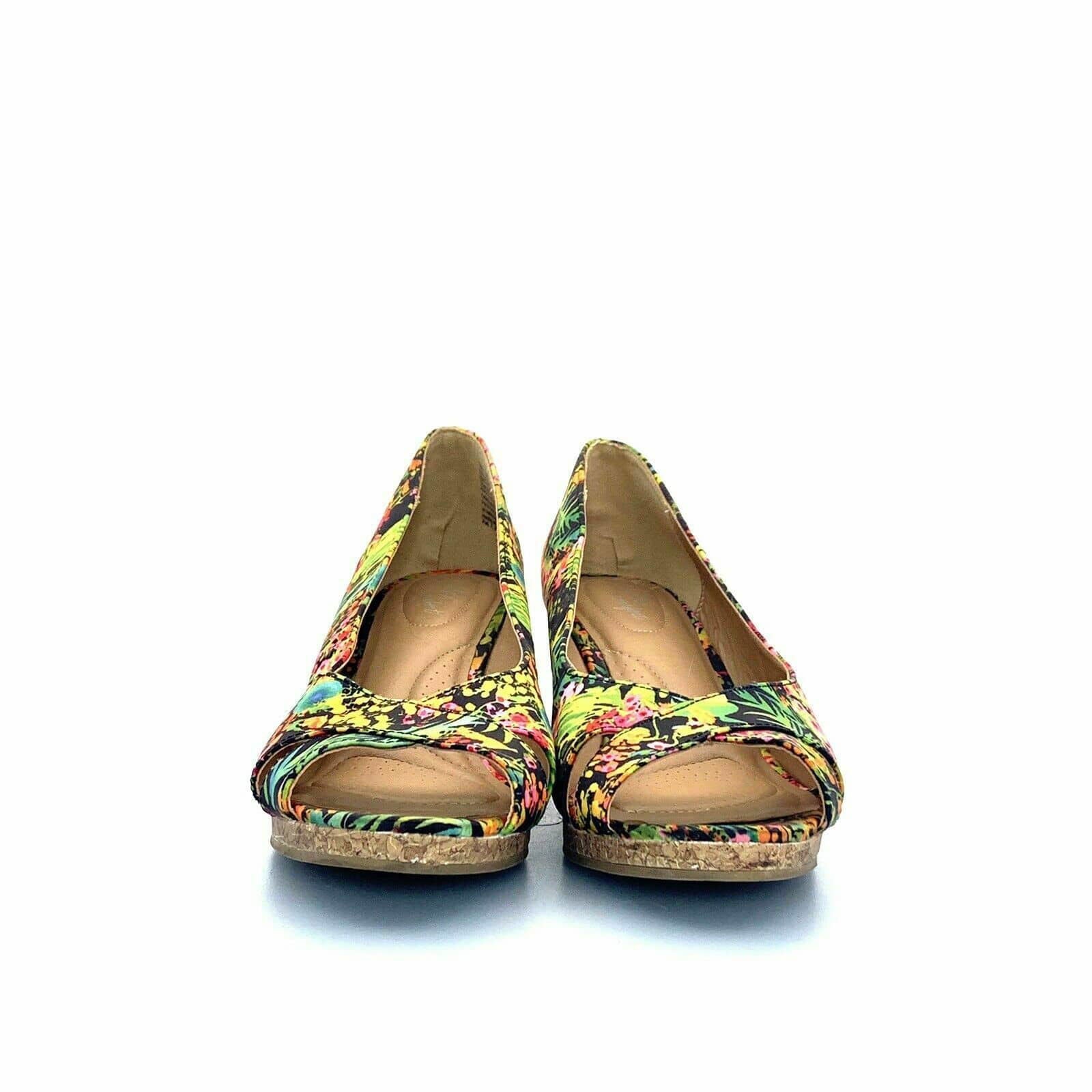Dexflex Comfort Womens Wedge Heels | Size 12 | Floral Print | Open Toe | Cork Heel -  | Buy at Parsimony Shoppes