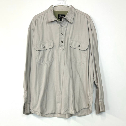 Dick Idol | Mens Canvas Pullover 1/2 Button-Up Shirt | Color: Beige | Size: XL | Pre-Owned -  | Buy at Parsimony Shoppes