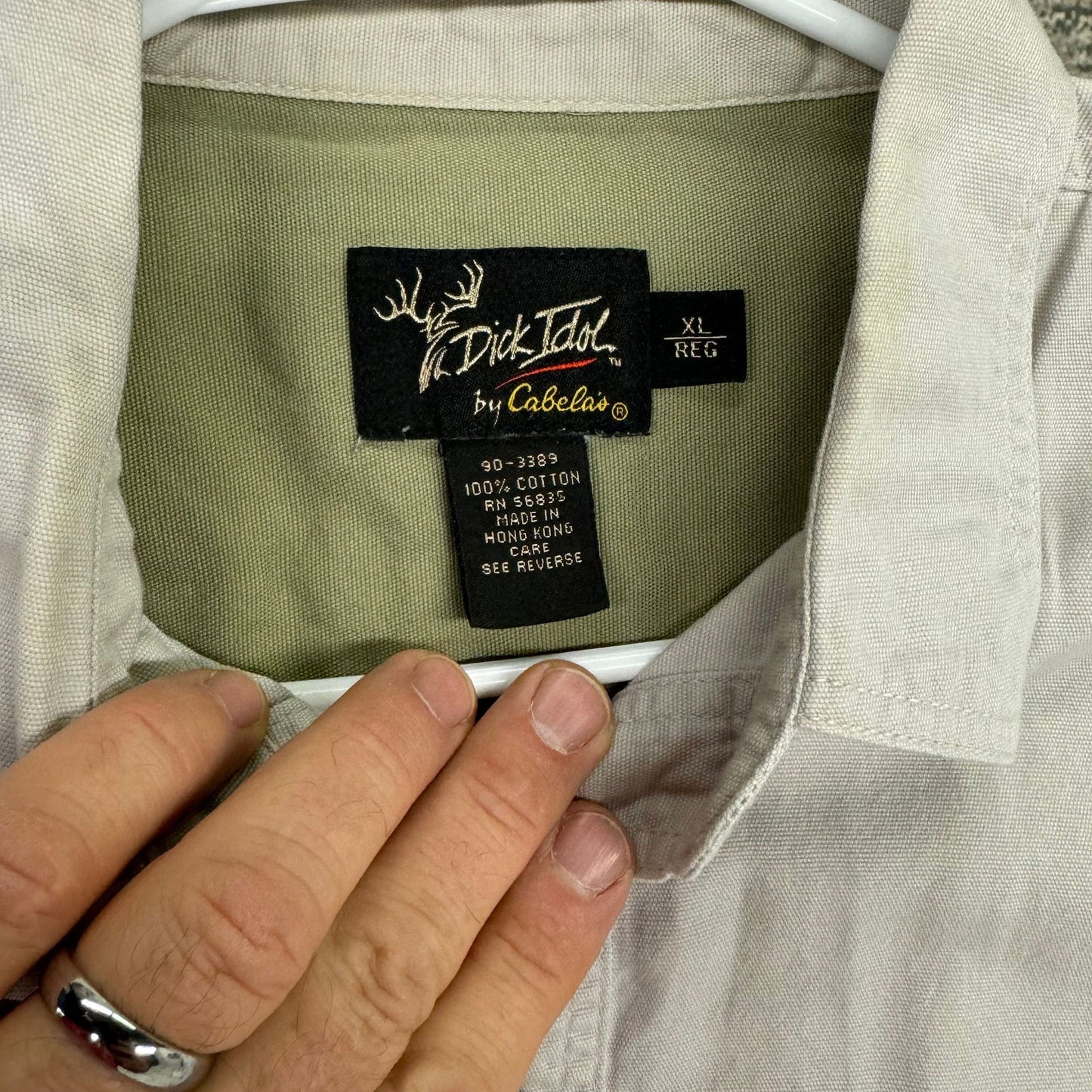 Dick Idol | Mens Canvas Pullover 1/2 Button-Up Shirt | Color: Beige | Size: XL | Pre-Owned - | Buy at Parsimony Shoppes
