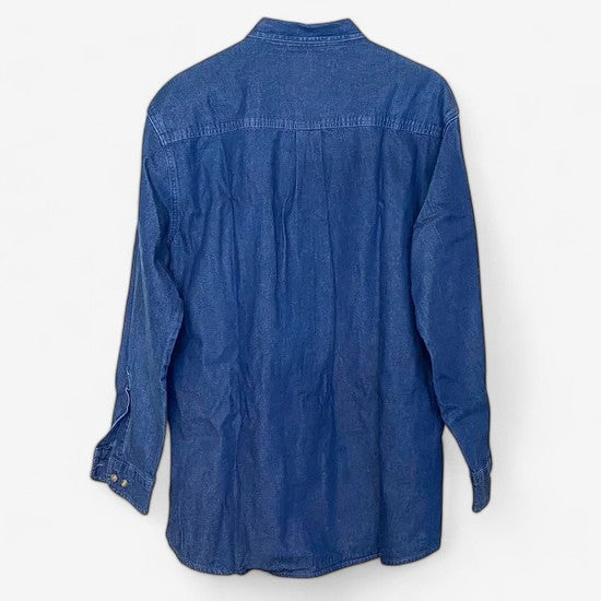 Dickies Men's Blue Denim Button-Up Long Sleeve Shirt - Size L