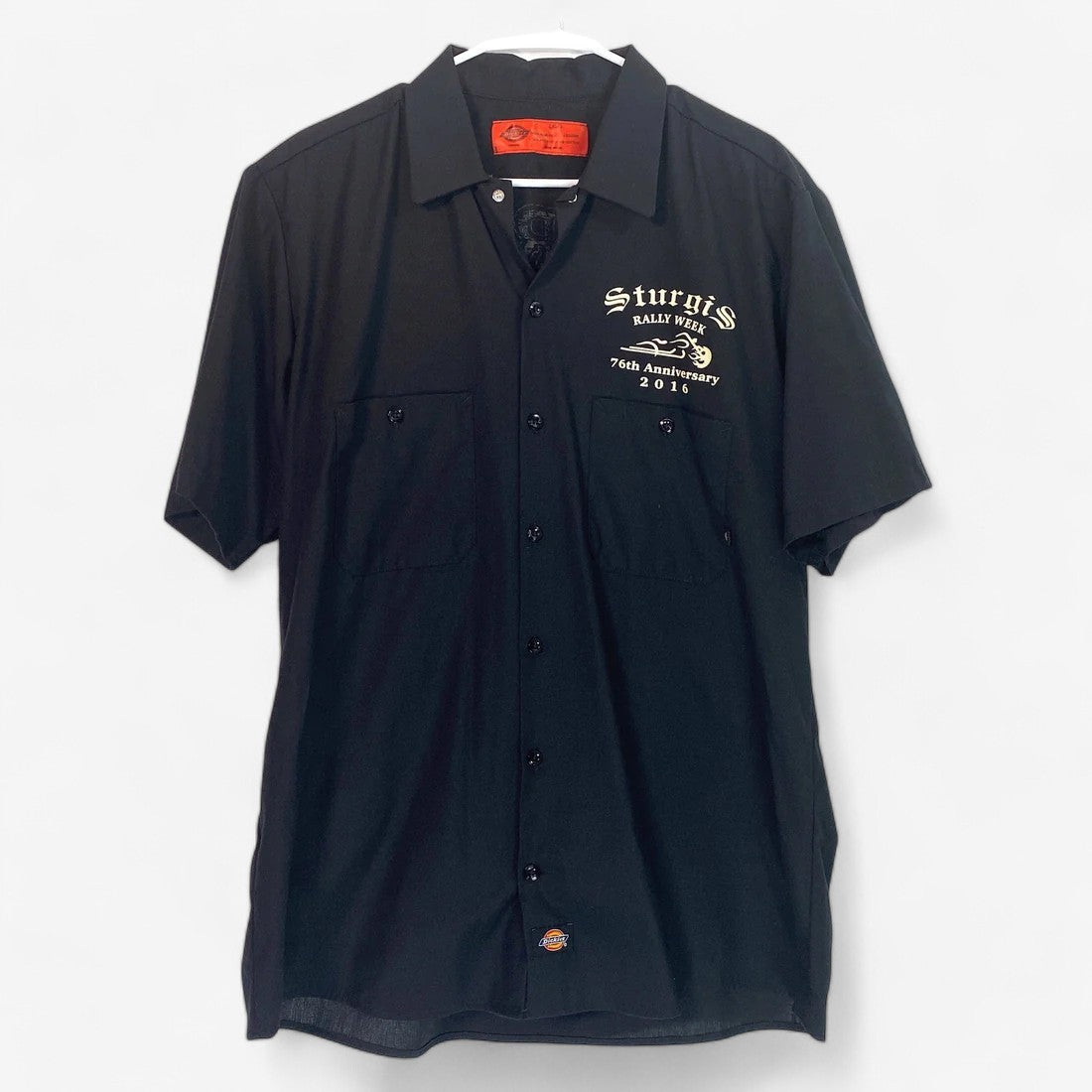 Dickies Men's Black Sturgis Rally Week Button-Up Shirt - Short Sleeve - Size L