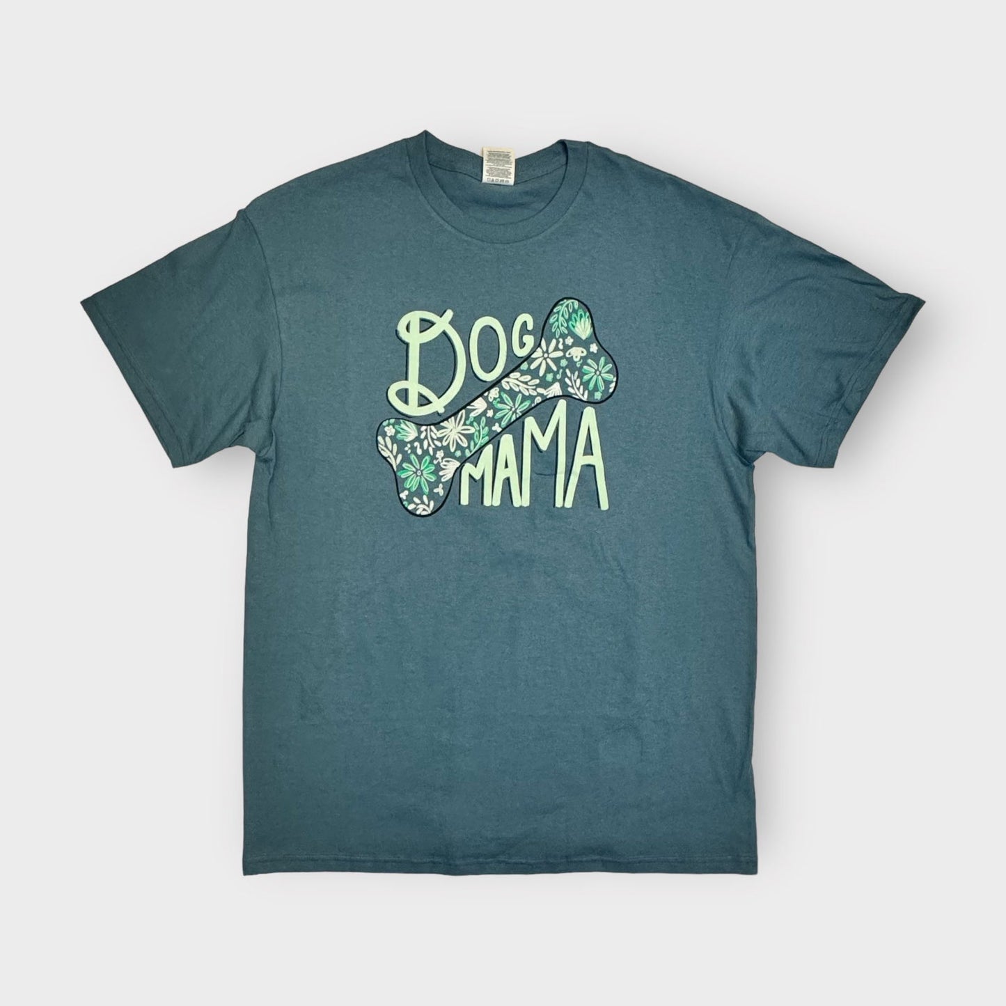 Dog Mama Crew Neck T-Shirt | L | Blue Floral | Pre-Shrunk | New - | Buy at Parsimony Shoppes