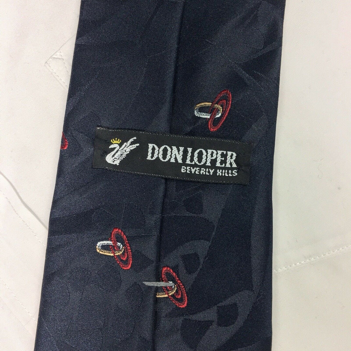 Don Loper Beverley Hills Mens Deep Blue Patterned Polyester/Silk Neck Tie - | Buy at Parsimony Shoppes