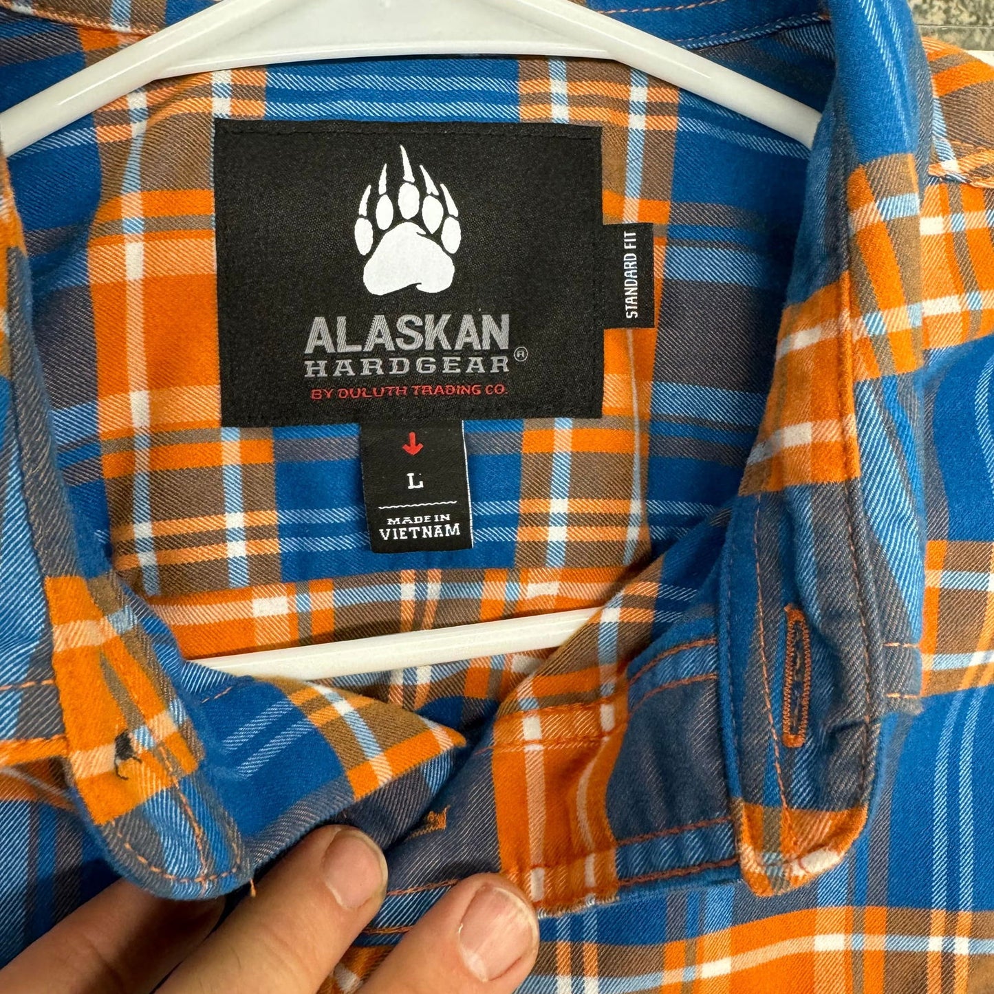 Duluth Trading | Alaskan Hardgear Standard Fit Plaid Flannel Shirt | | Color: Blue/Orange | Size: L | Pre-Owned - | Buy at Parsimony Shoppes