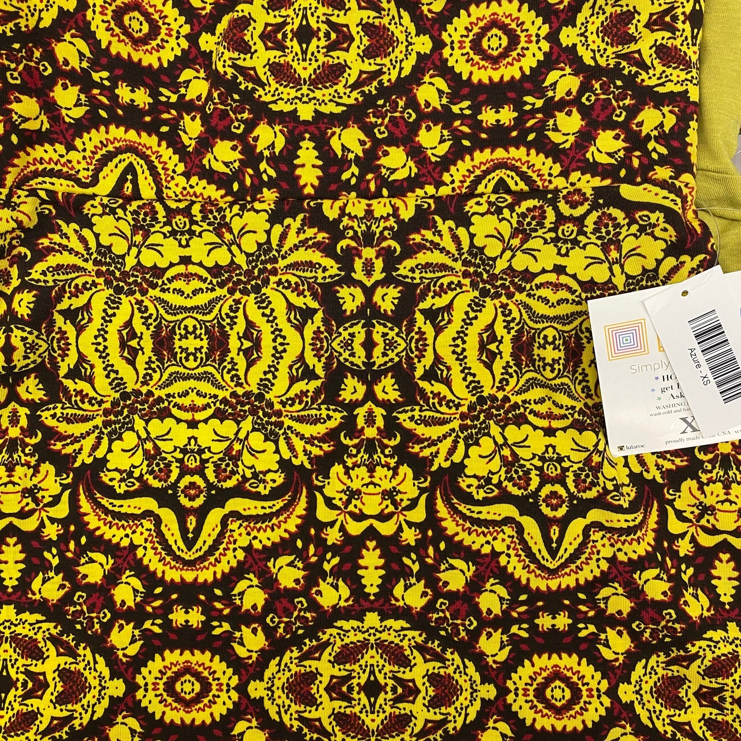 LuLaRoe Azure Skirt | XS (00-0) | Yellow/black/red Baroque | A-Line | NWT