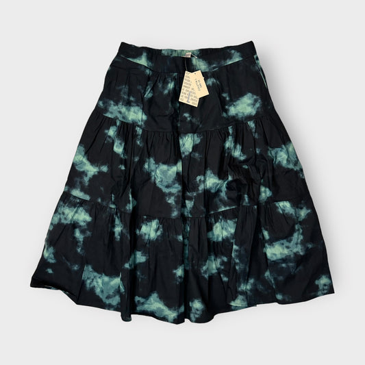 LuLaRoe Coletta Tiered Midi Skirt | L (12-14) | Blue/Green Watercolor | NWT