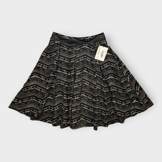 LuLaRoe Madison Pleated Skirt | S (6-8) | Brown/Black Zigzag Striped | NWT