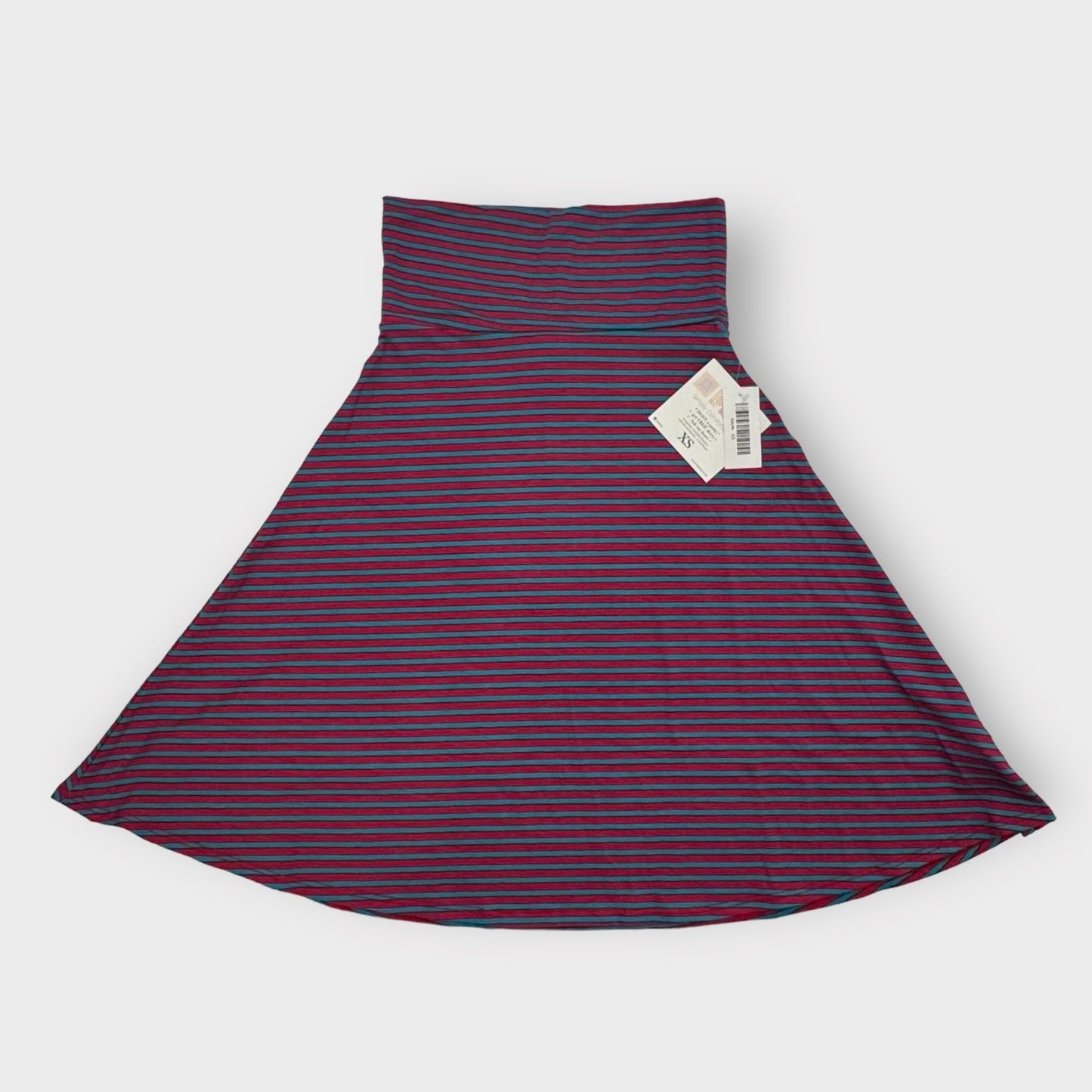 LuLaRoe Azure A-Line Skirt | XS (00-0) | Magenta/Blue Striped | NWT