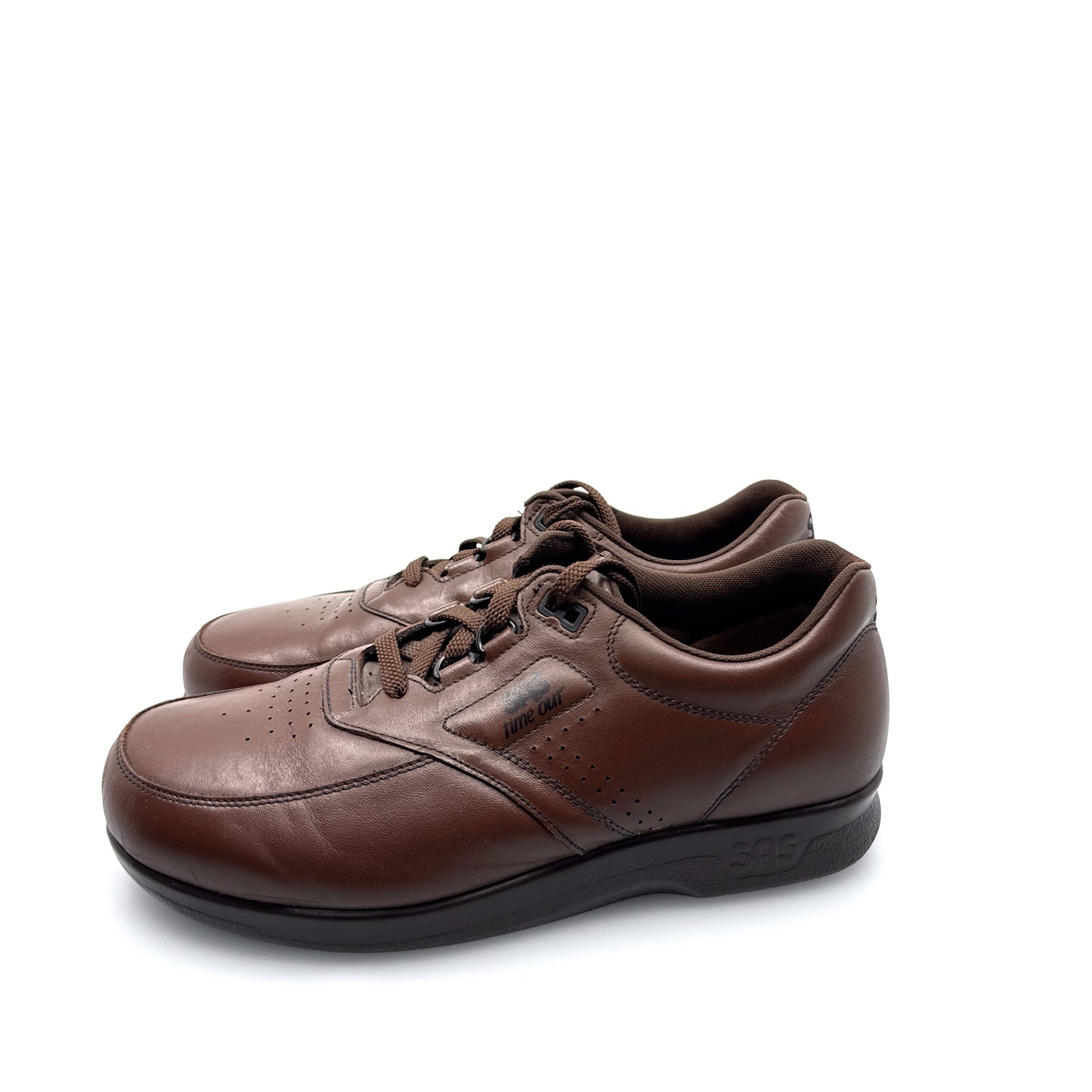SAS Time Out Walking Shoes - 9.5W - Cushioned Support - Brown Leather Comfort Sneakers
