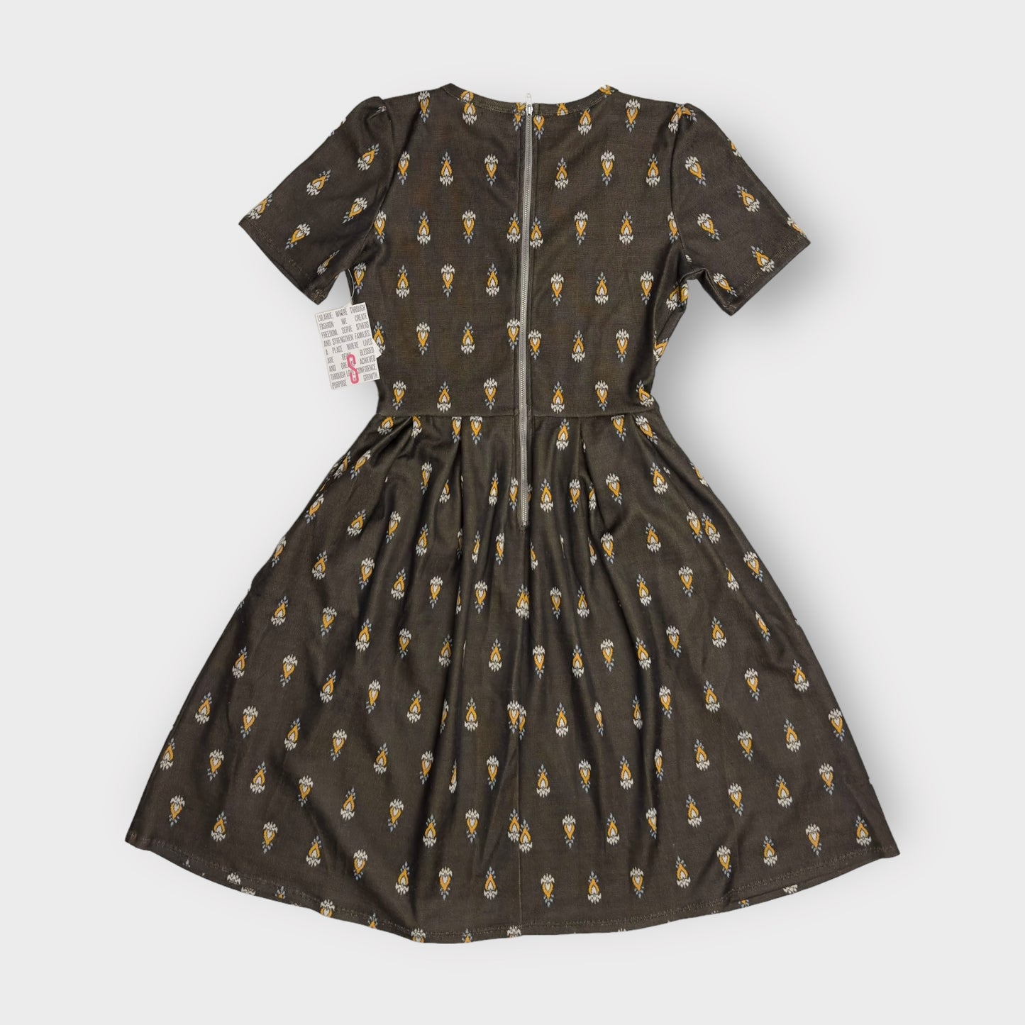 LuLaRoe Amelia Dress | S (6-8) | Brown Medallion Pattern | S/s | NWT