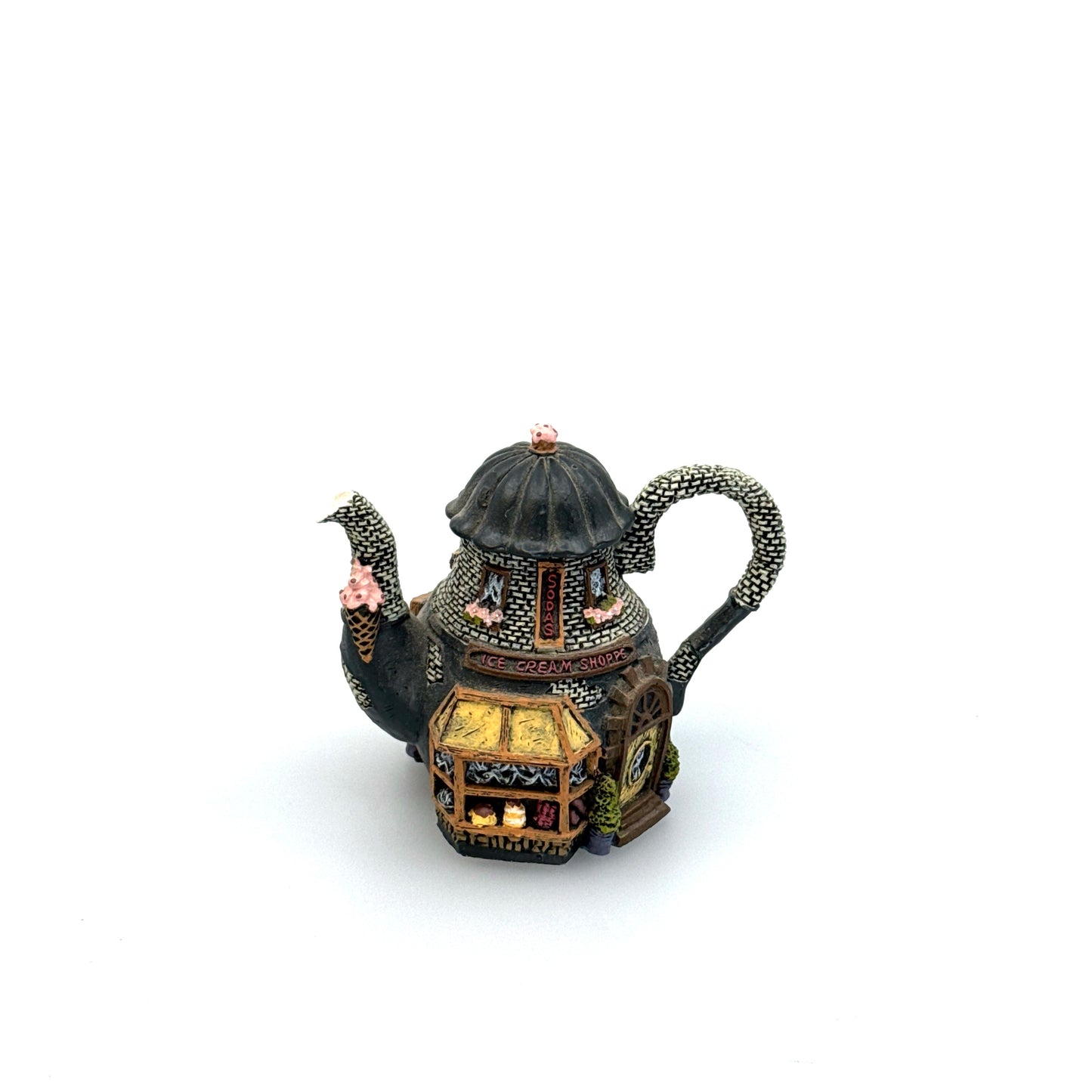 Hometown Teapot Cottages | ‘Ice Cream Shoppe’ Miniature | Color: Multicolor | Vintage