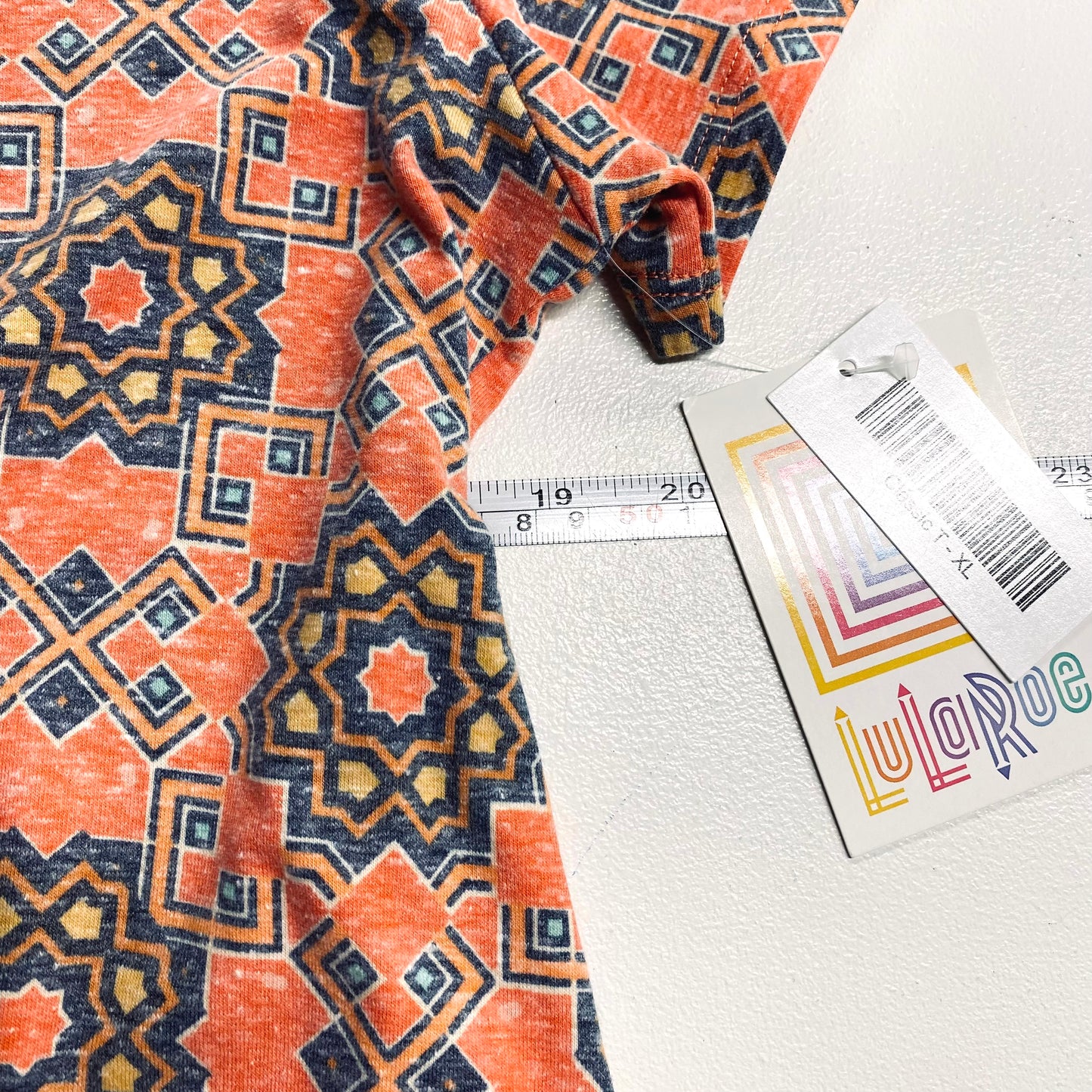 LuLaRoe Womens XL Orange/Blue/Yellow Mandala Classic T S/s Top | NWT