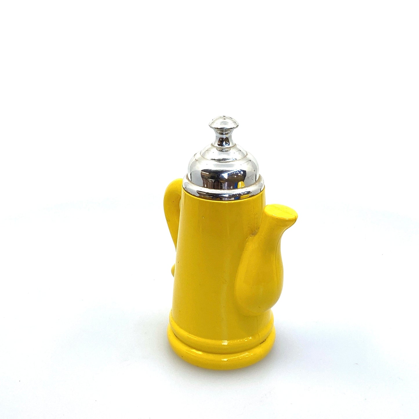 Vintage 1970s Avon Boho Yellow Glass Coffee Klatch/Pot Floral Mini Bottle Pre-Owned