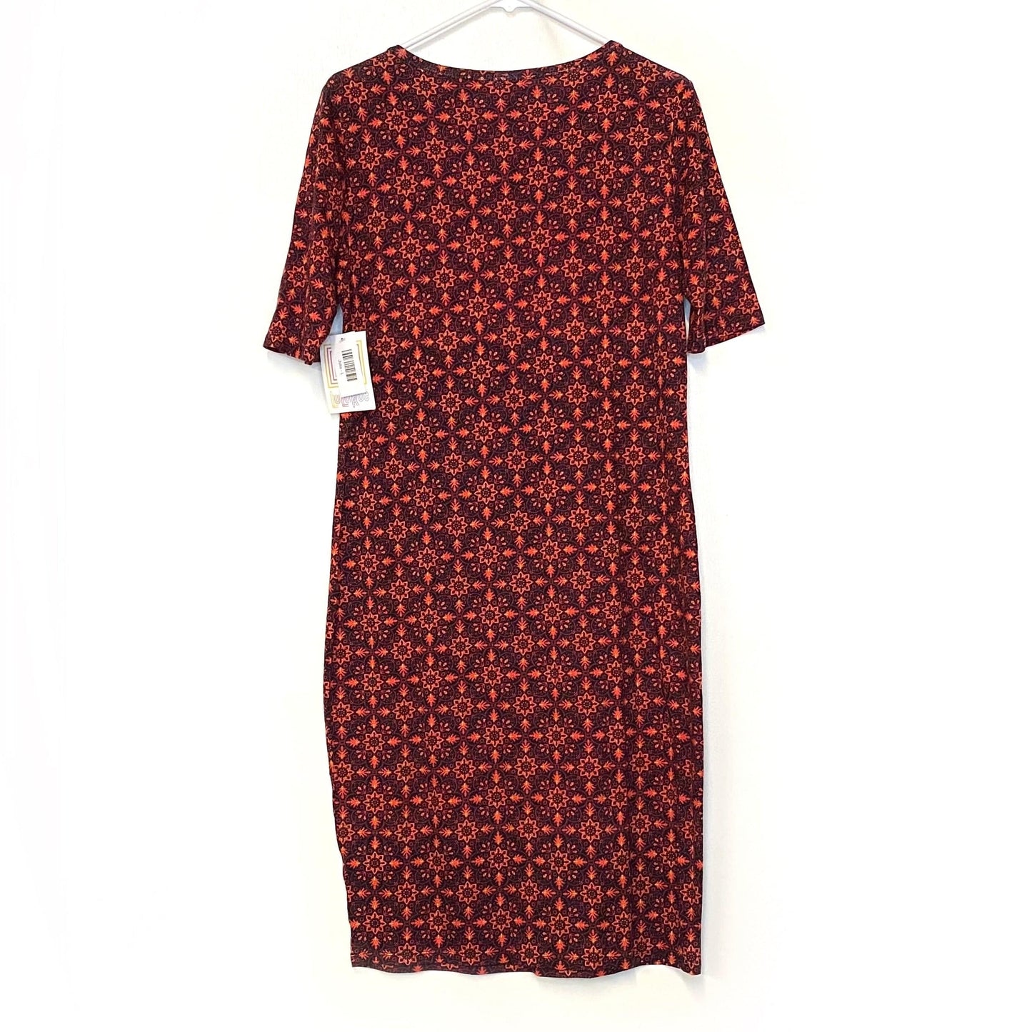 LuLaRoe Julia Bodycon Dress | L (12-14) | Orange/Red | Floral | NWT