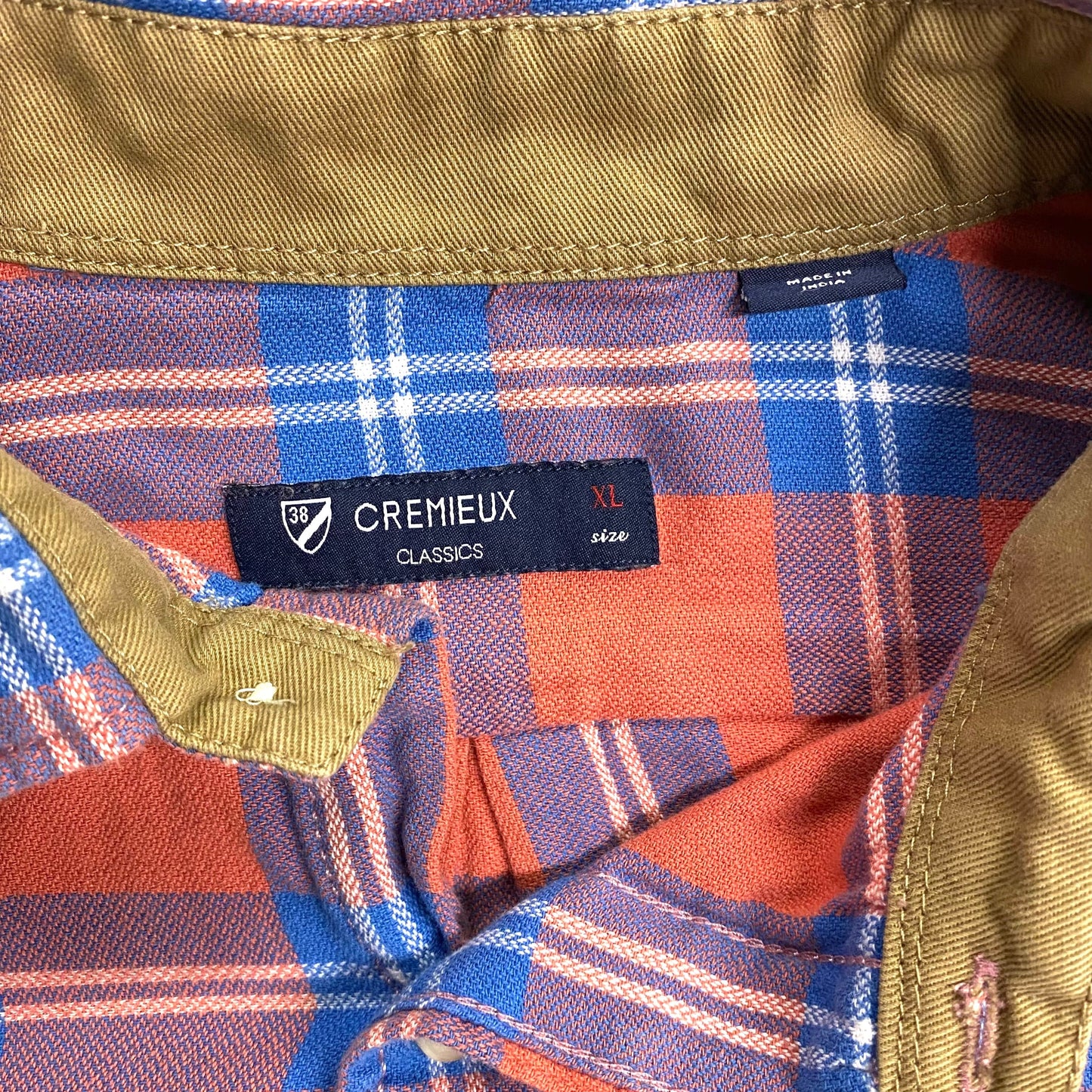 Relaxed Cremieux Classics Mens Size XL Red/Orange/Blue Plaid Flannel Shirt Button Up Heavy L/s Pre-Owned