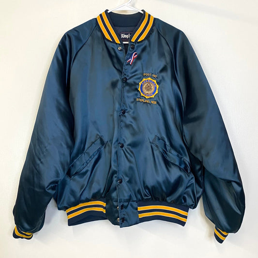 Vintage King Louie American Legion Bomber Jacket STERLING, NEB Post 140 Embroidered XL