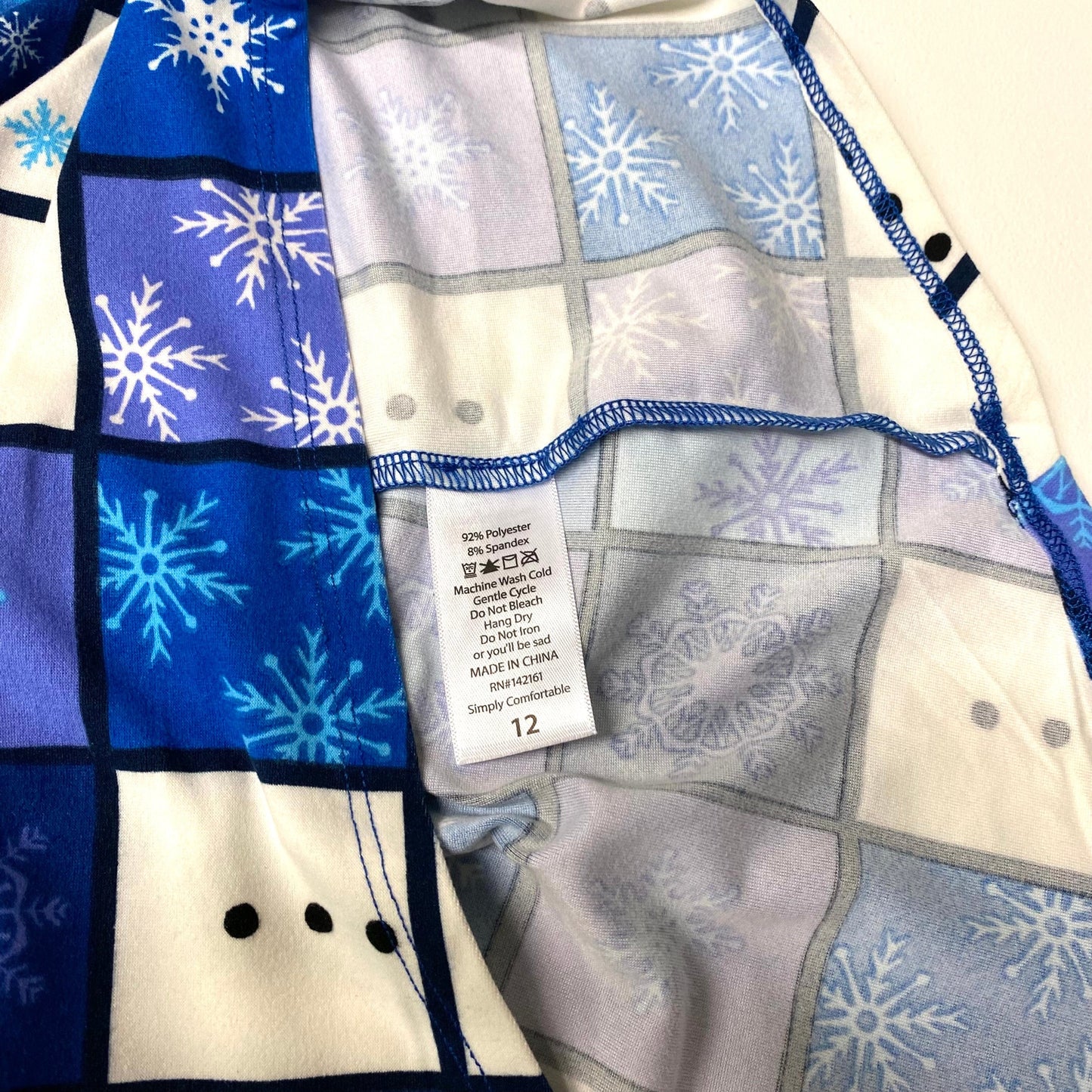LuLaRoe Kids Unisex 12 Blue/White Snowman/Snowflakes ‘Gracie’ S/s Top NWT