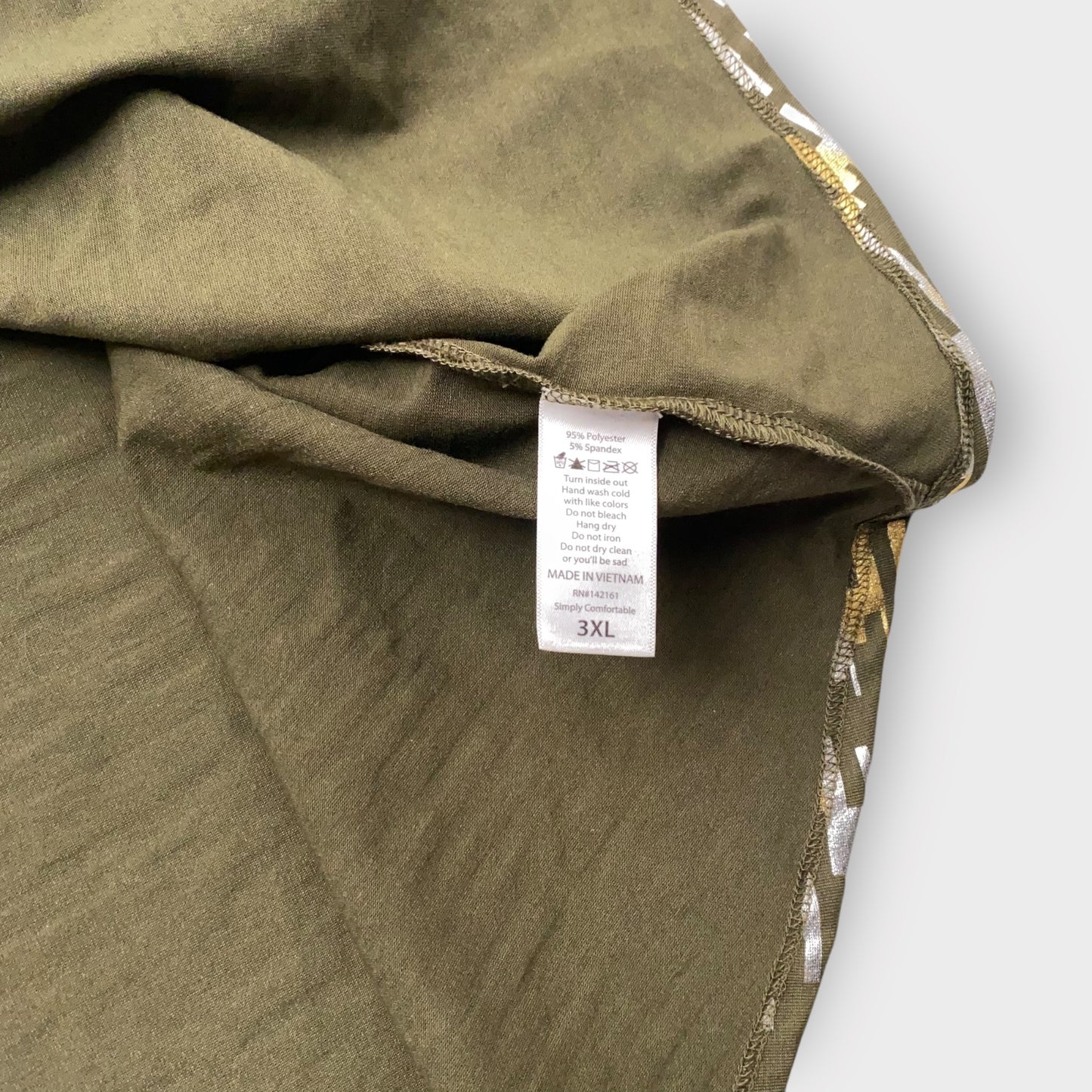 LuLaRoe Irma Tunic Top - Green Gold Silver Abstract - Women's 3XL (24-26) - High-Low Hem