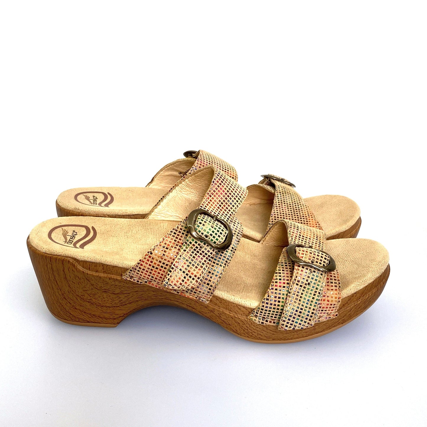 Sophie Sand Stained Glass Slide Sandal by Dansko, Size 41 Leather Pre-Owned