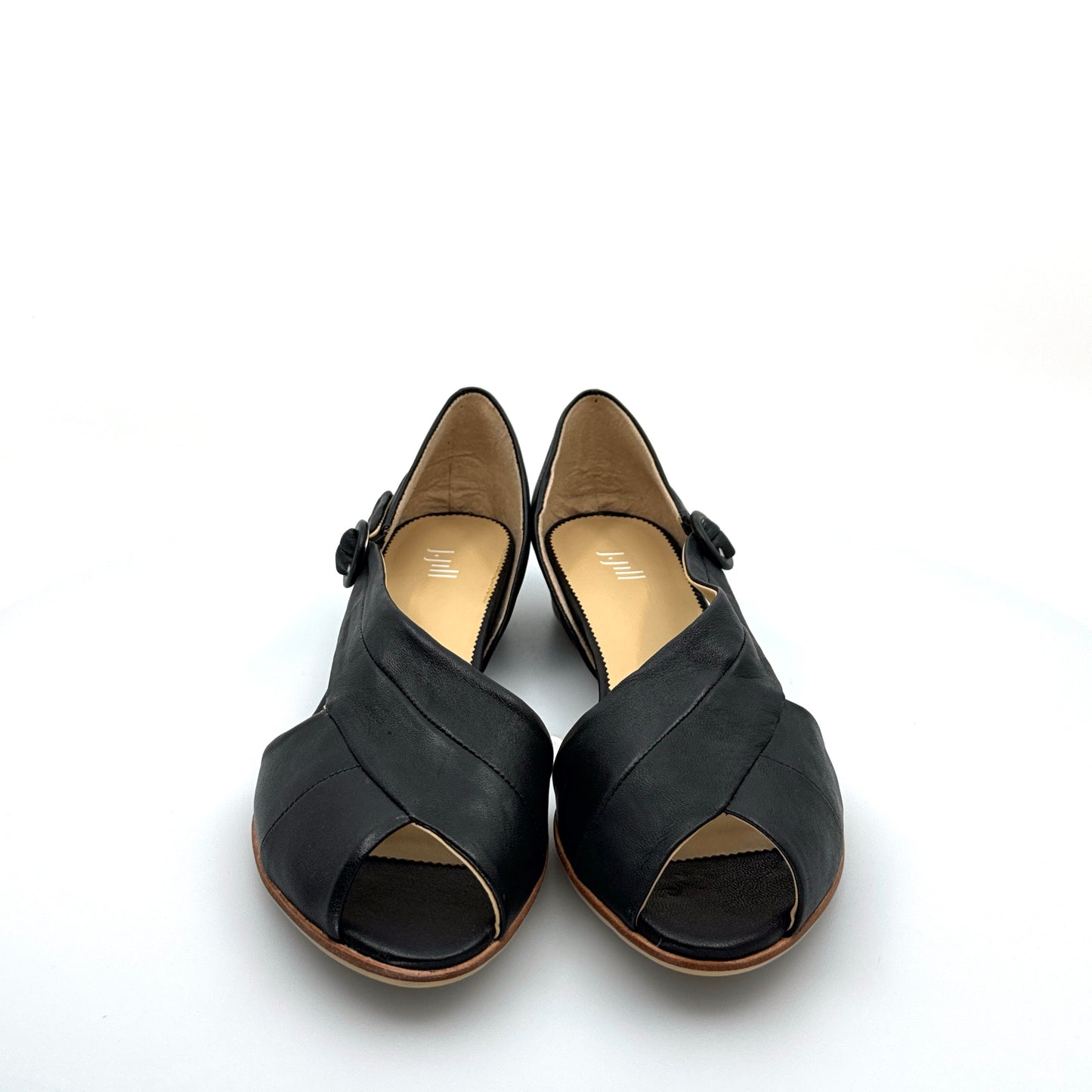 JJill | Womens Artful Peep-Toe Leather Sandals | Color: Black | Size: 9 (40.5) | NIB